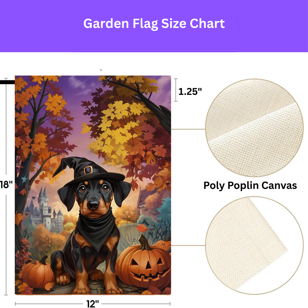 Halloween Doberman Puppy Garden Flag - porch decor - Dragonfire Gardens