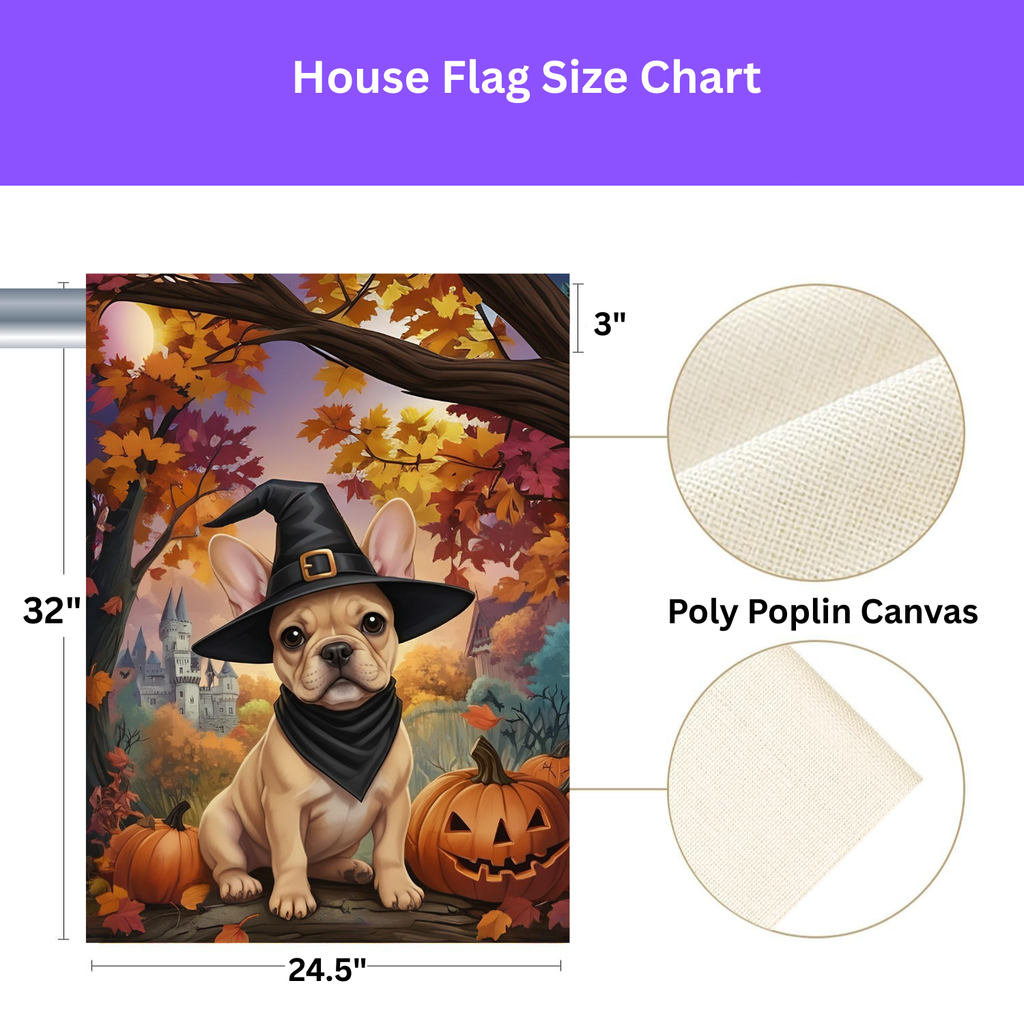 Witch Hat French Bulldog Halloween Garden Flag - yard display - Dragonfire Gardens