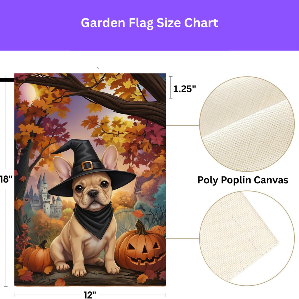 Witch Hat French Bulldog Halloween Garden Flag - porch decor - Dragonfire Gardens