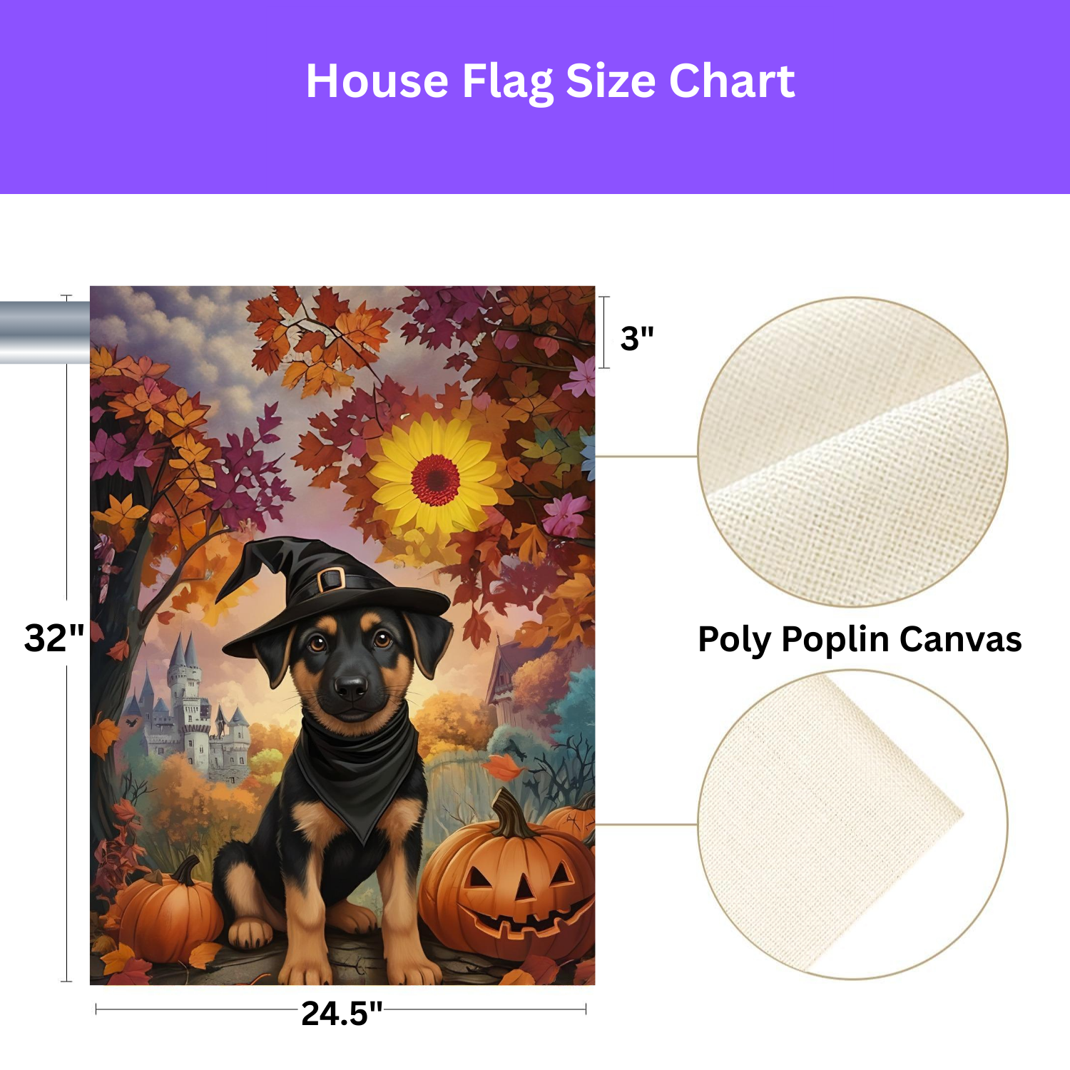 Halloween Witch Hat German Shepherd Puppy Garden Flag - yard display - Dragonfire Gardens
