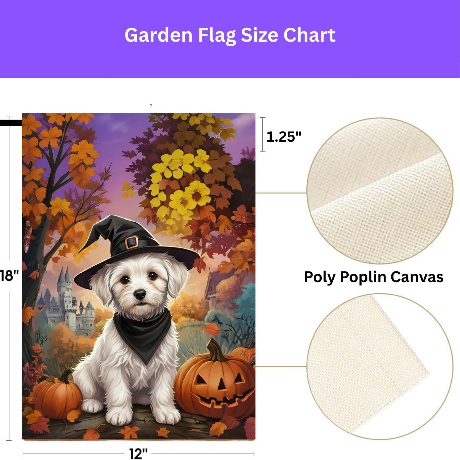 Witch Hat Maltese Halloween Garden Flag - porch decor - Dragonfire Gardens