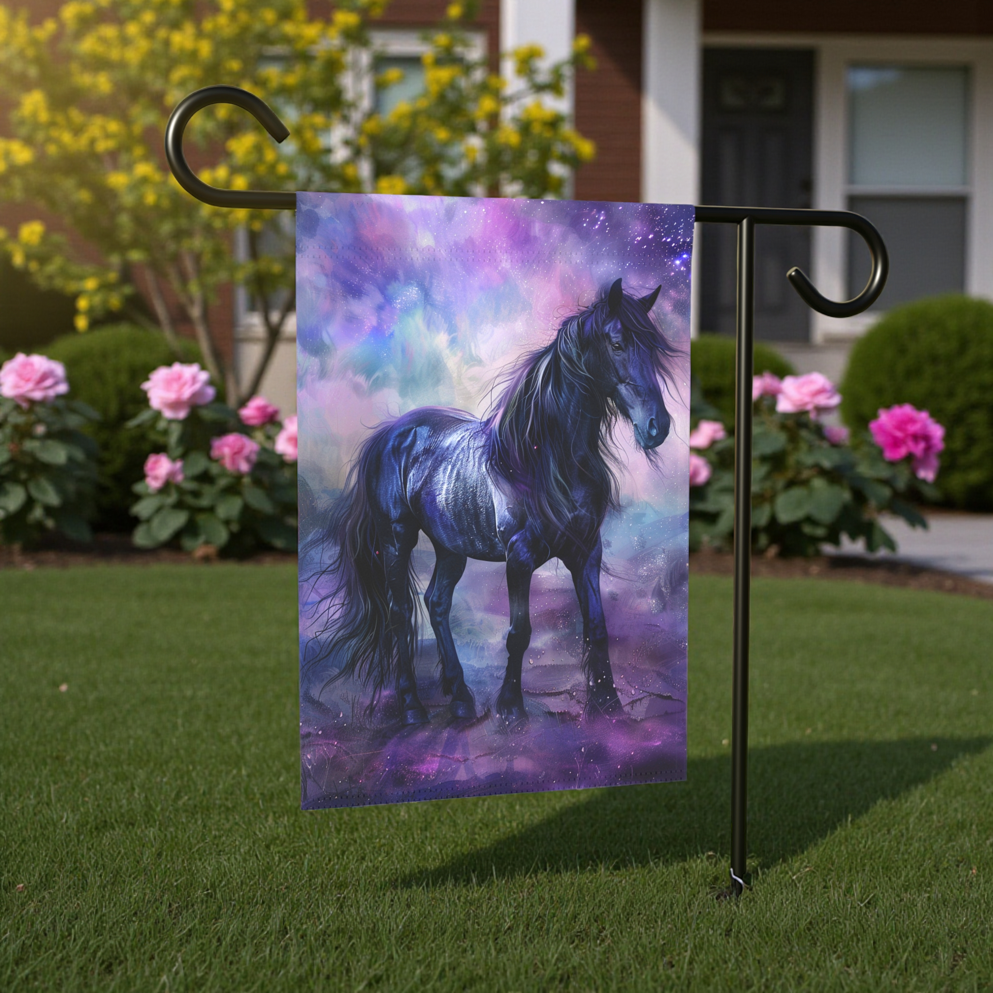 Mystical Black Horse Garden Flag
