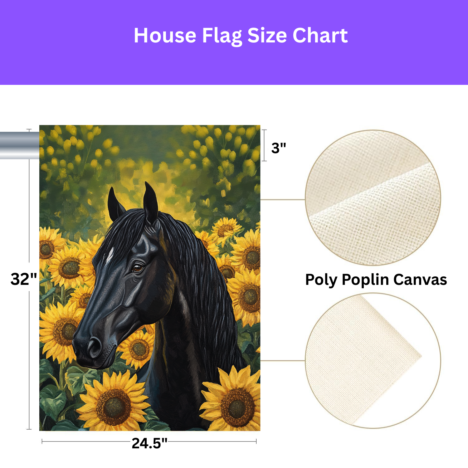 Black Stallion In Sunflowers Garden Flag