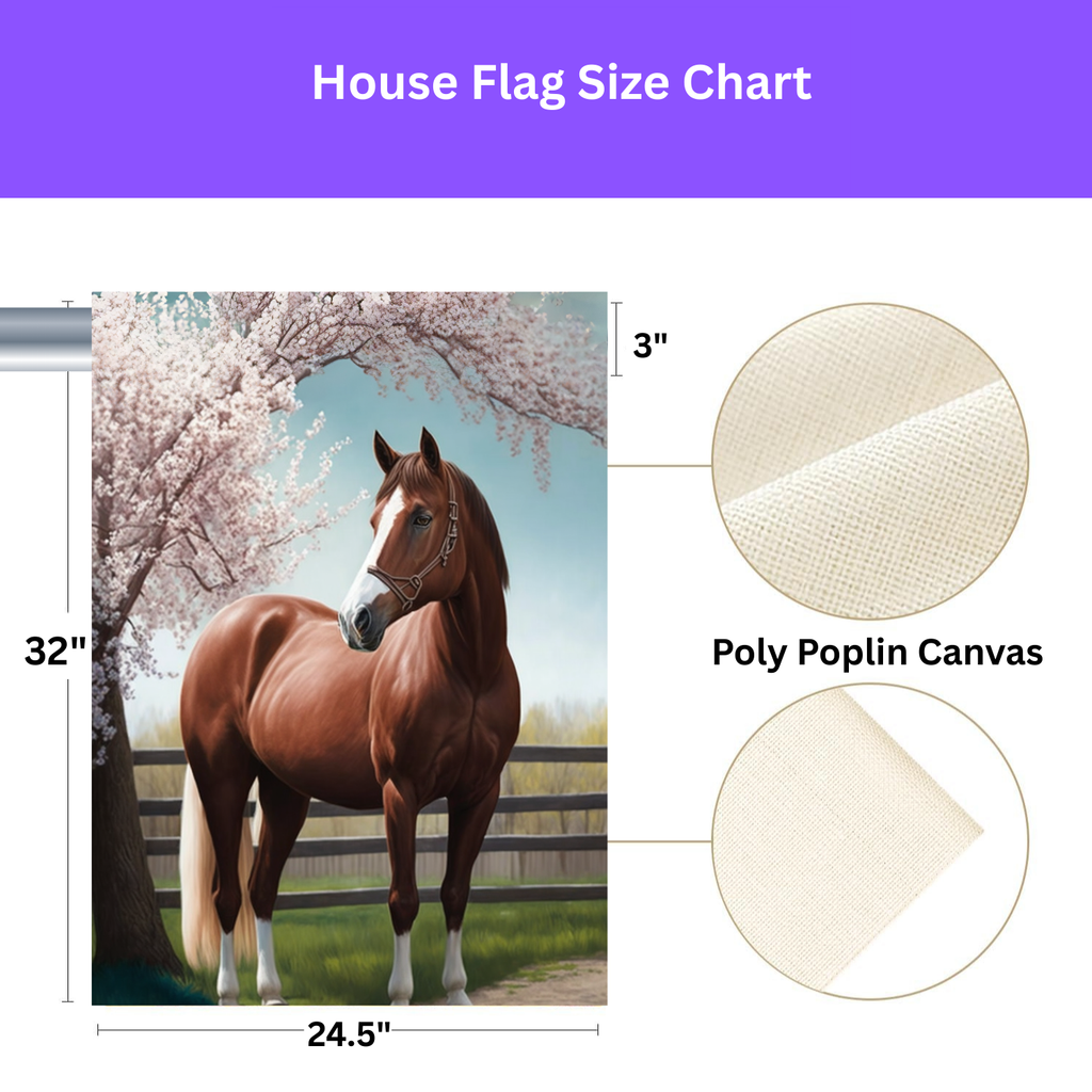 Brown Horse and Cherry Blossoms Garden Flag - yard display - Dragonfire Gardens