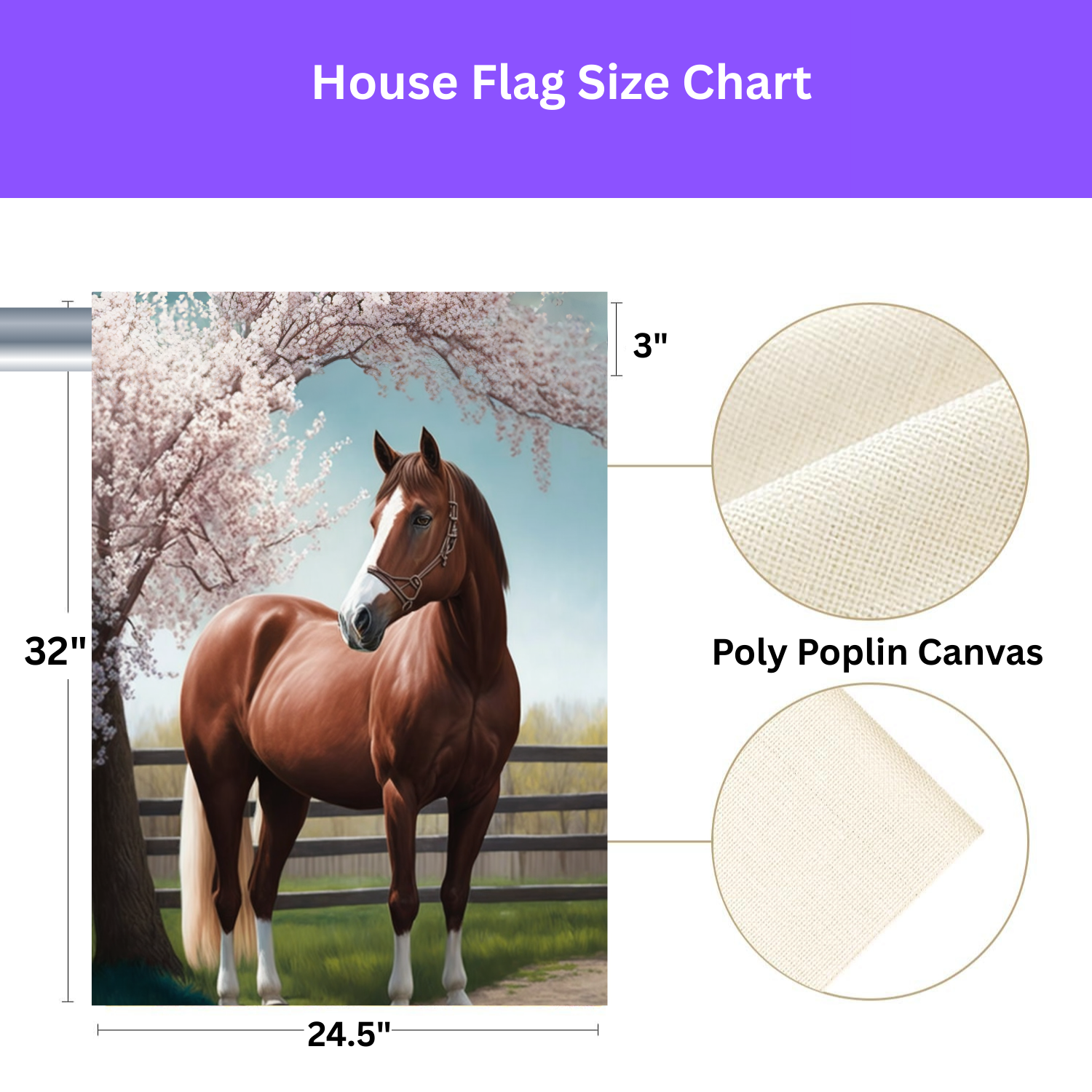 Brown Horse and Cherry Blossoms Garden Flag - yard display - Dragonfire Gardens
