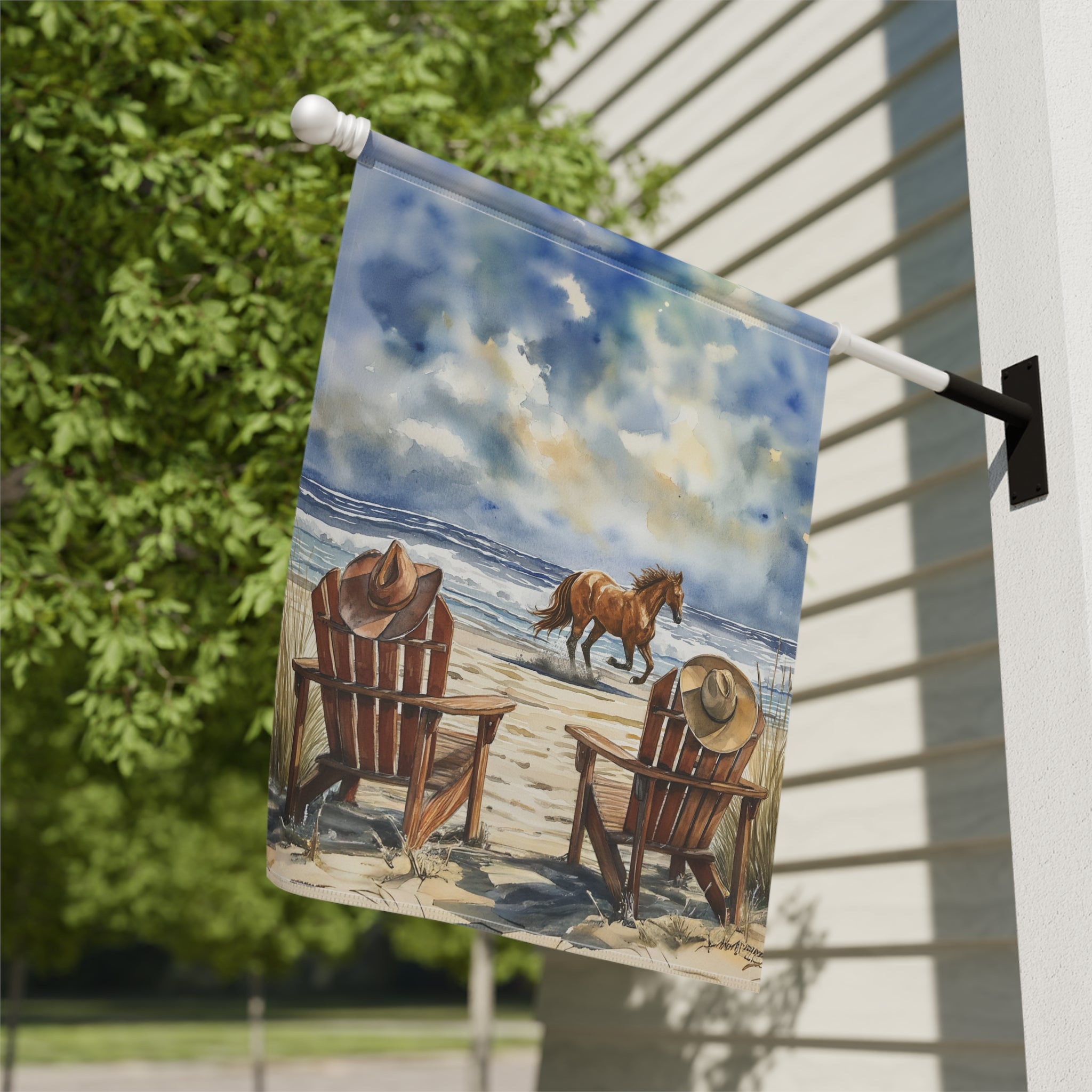 Cowboy Beach Garden Flag - close-up detail - Dragonfire Gardens