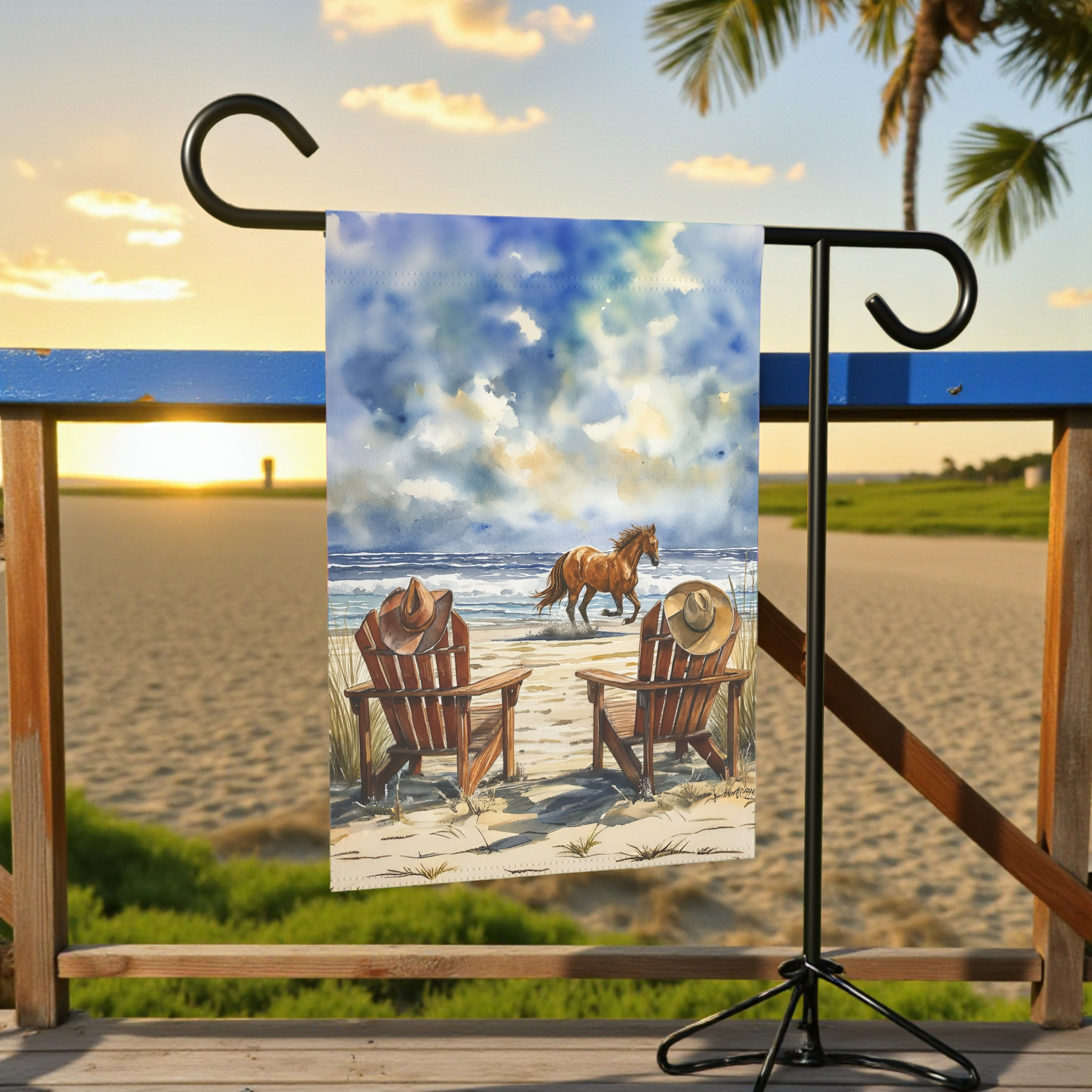 Cowboy Beach Garden Flag