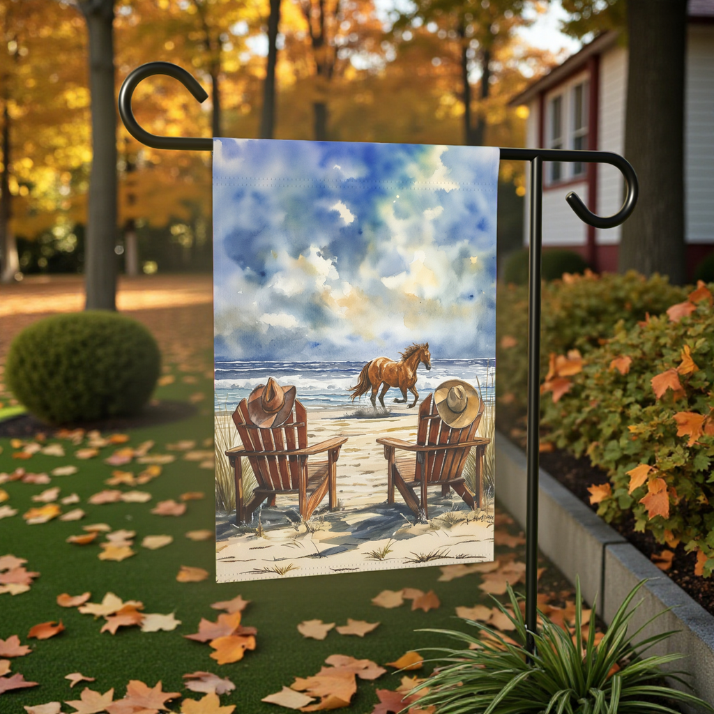 Cowboy Beach Garden Flag