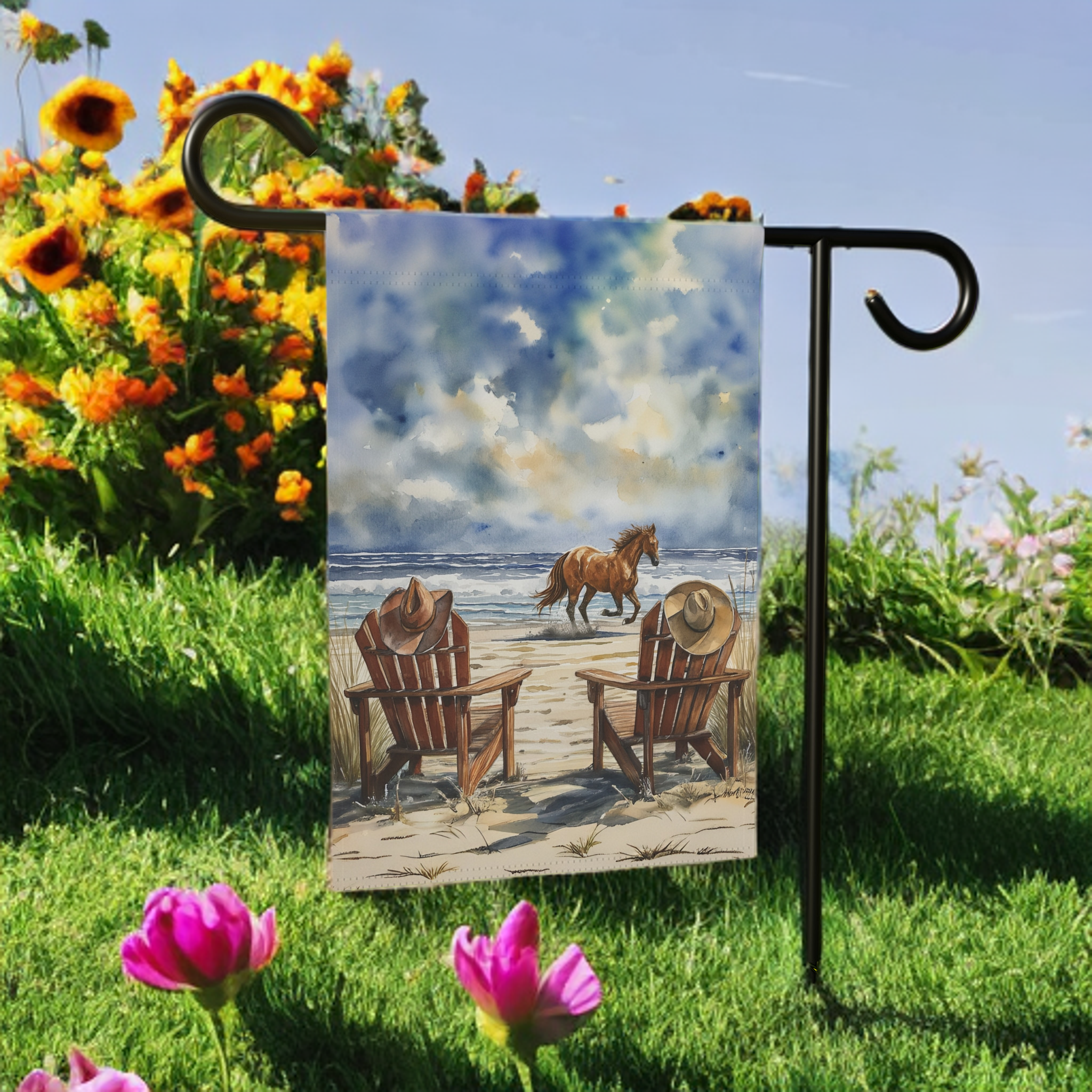 Cowboy Beach Garden Flag
