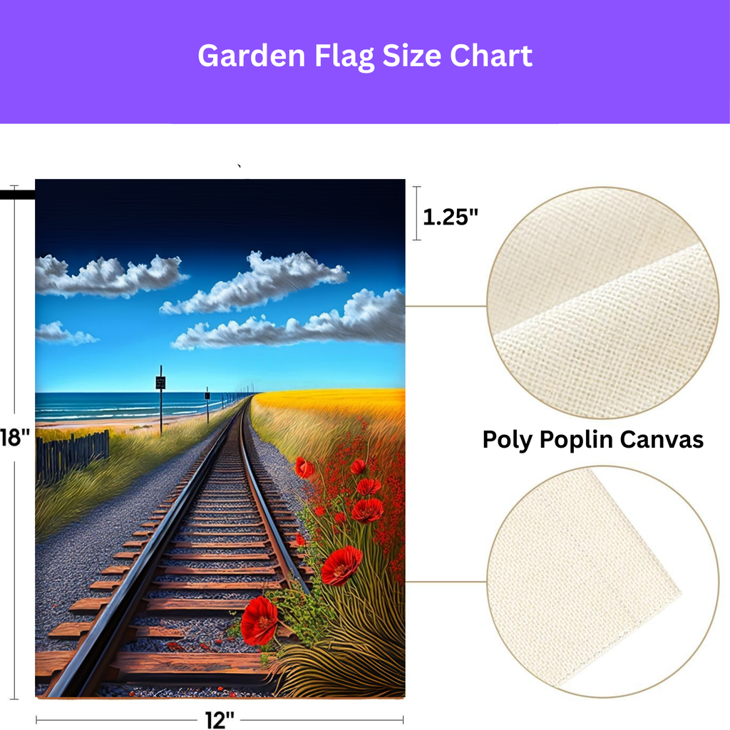 Scenic Railroad Tracks Garden Flag - porch decor - Dragonfire Gardens