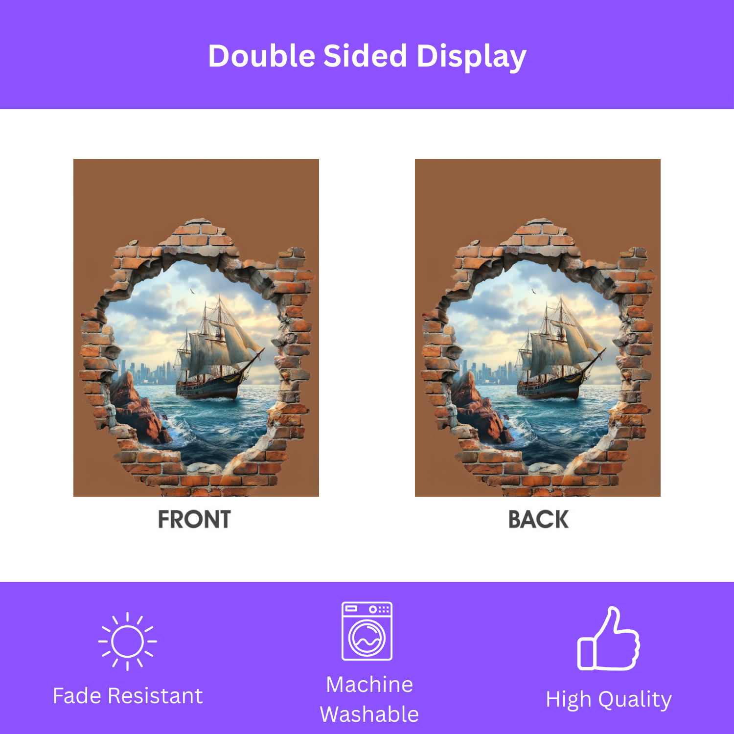 Ship in the Sea Garden Flag - yard display - Dragonfire Gardens