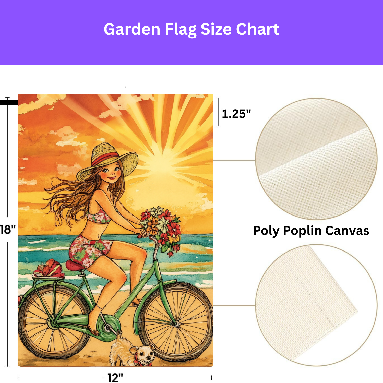 Beach Bike Ride Garden Flag - double-sided design - Dragonfire Gardens