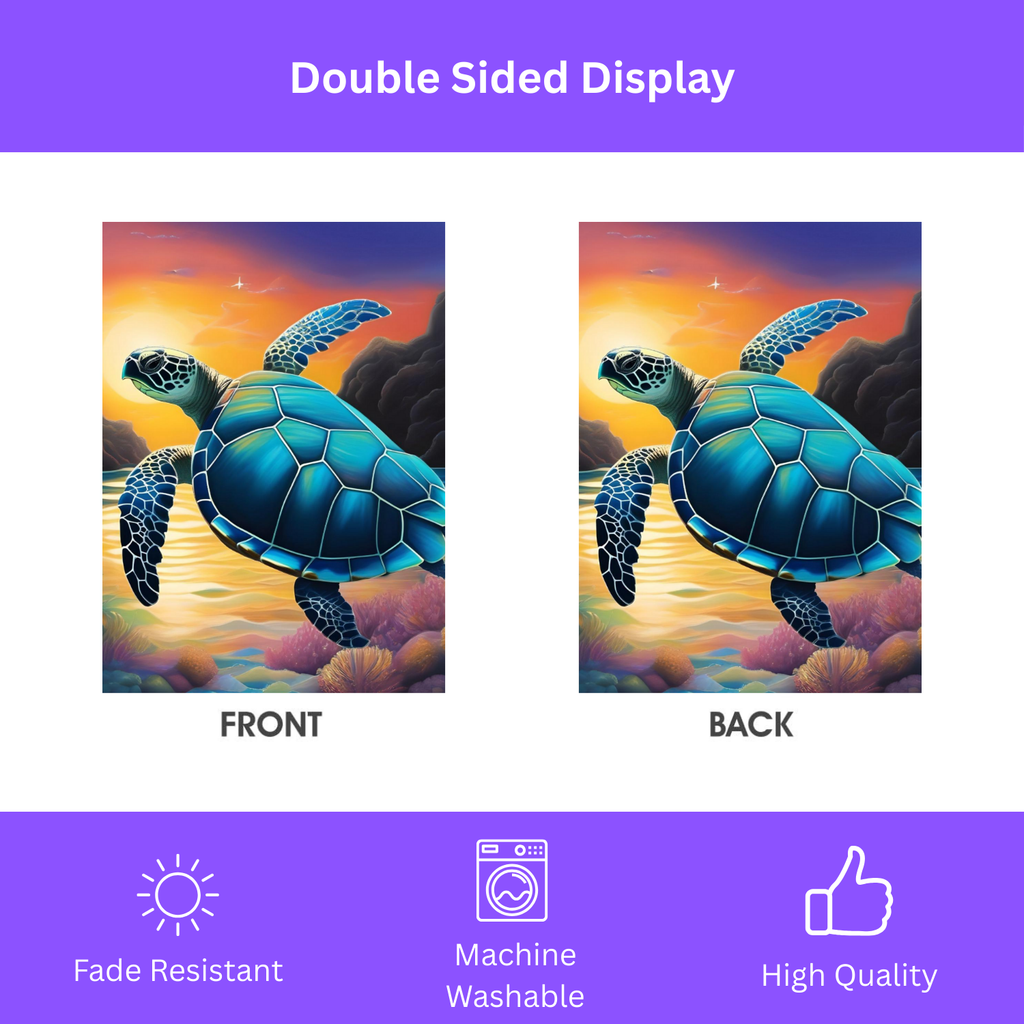 Colorful Turtle Garden Flag - double-sided design - Dragonfire Gardens