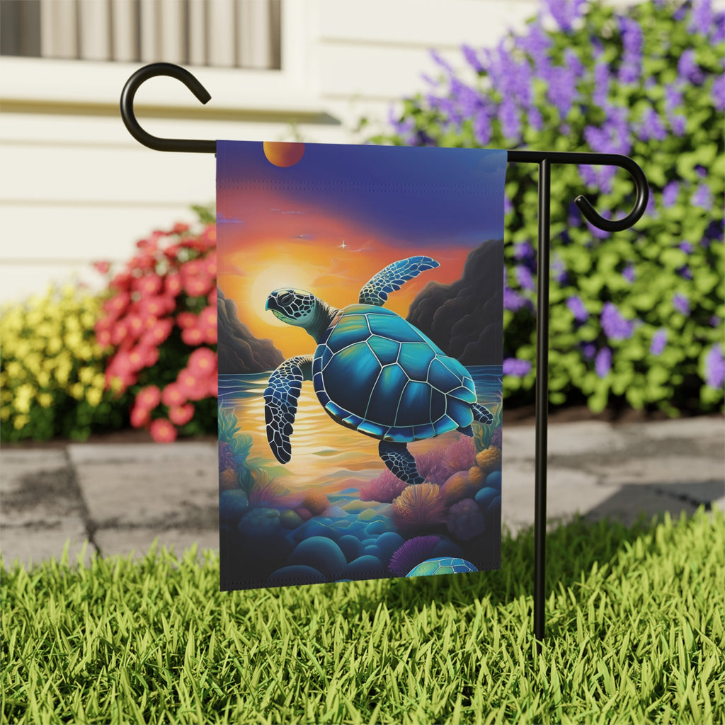 Colorful Turtle Garden Flag - outdoor display - Dragonfire Gardens
