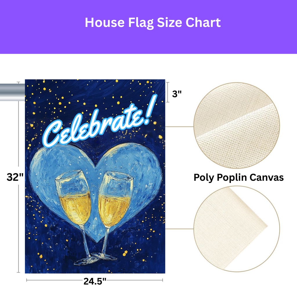 Blue Heart Champagne Celebrate Garden Flag - porch decor - Dragonfire Gardens