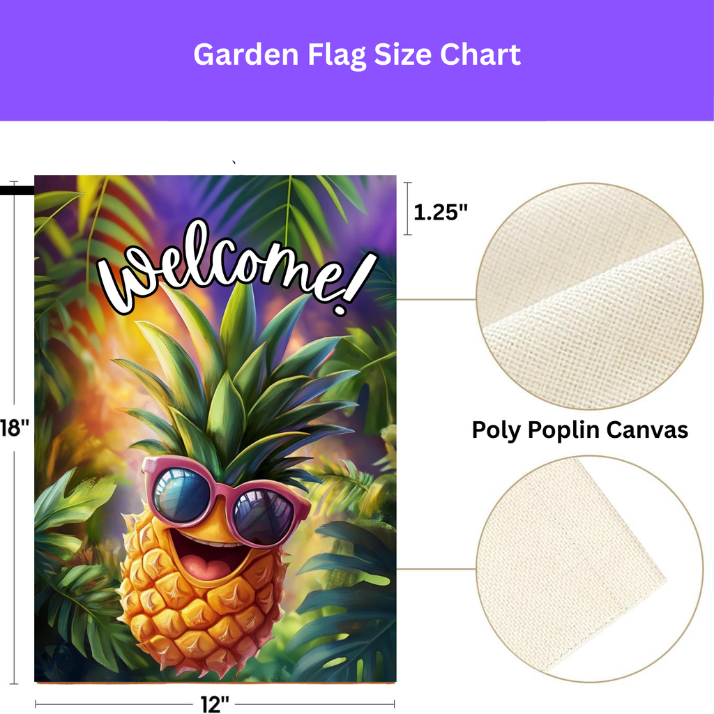 Pineapple Welcome Garden Flag - yard display - Dragonfire Gardens
