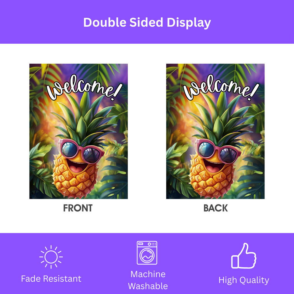 Pineapple Welcome Garden Flag - double-sided design - Dragonfire Gardens