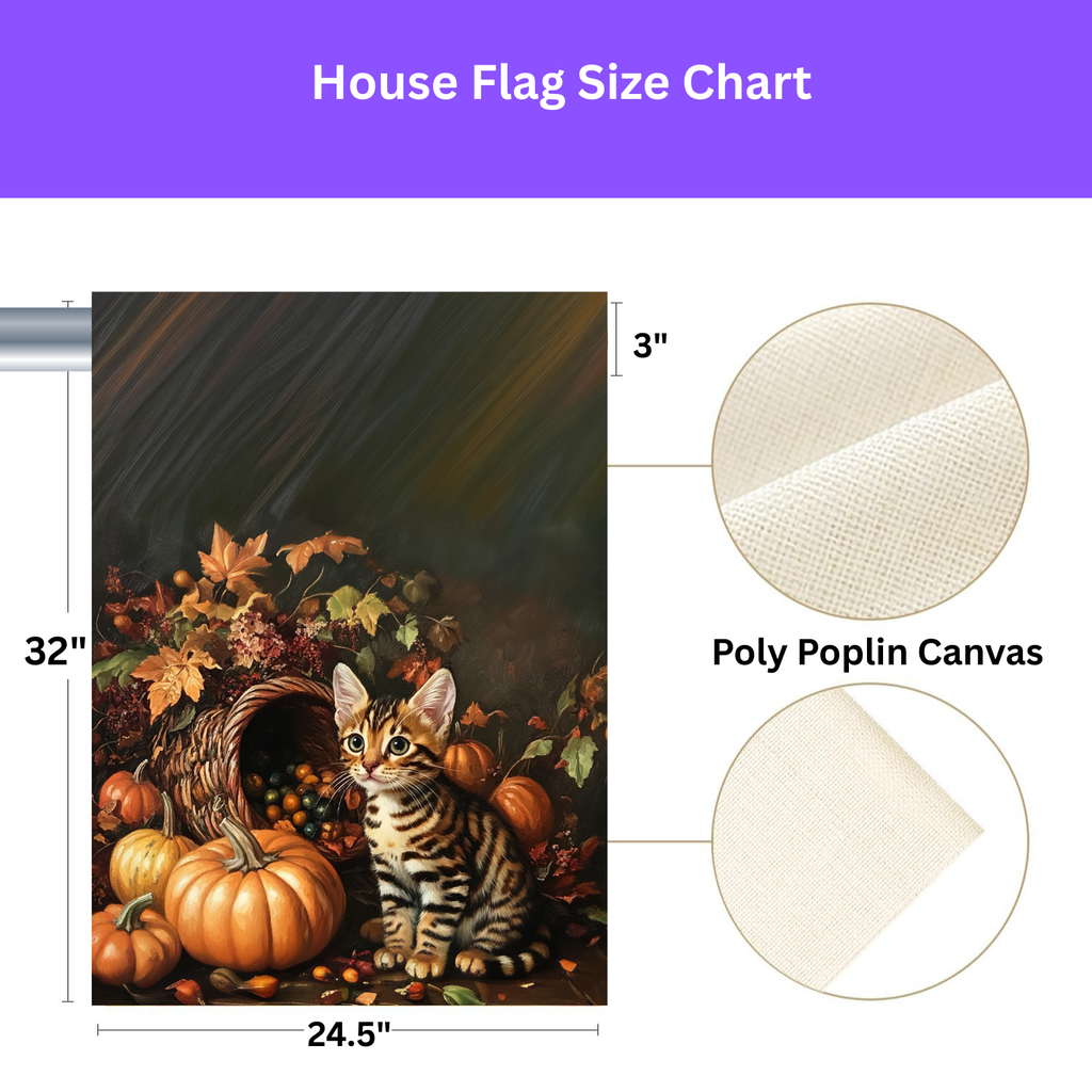 Cornucopia Striped Kitten Garden Flag - double-sided design - Dragonfire Gardens