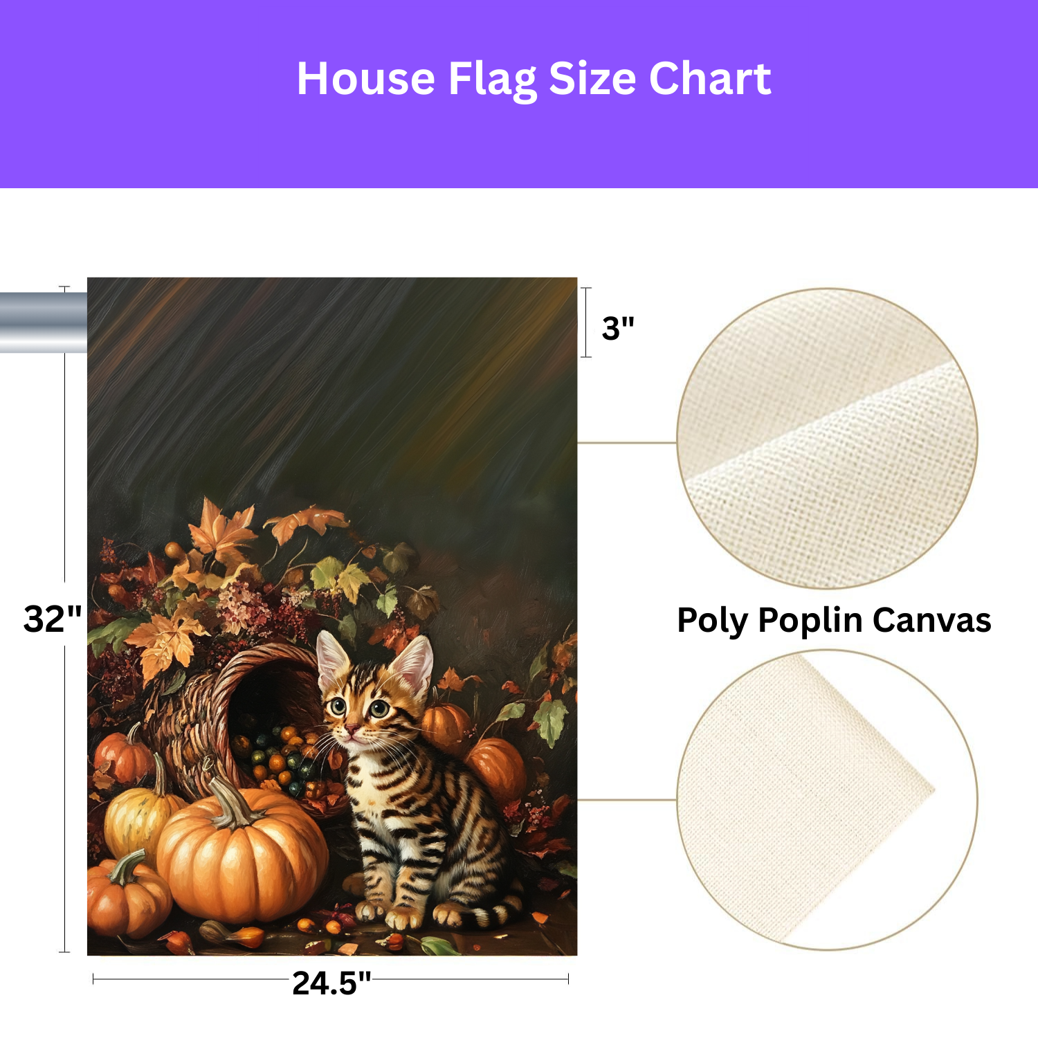 Cornucopia Striped Kitten Garden Flag