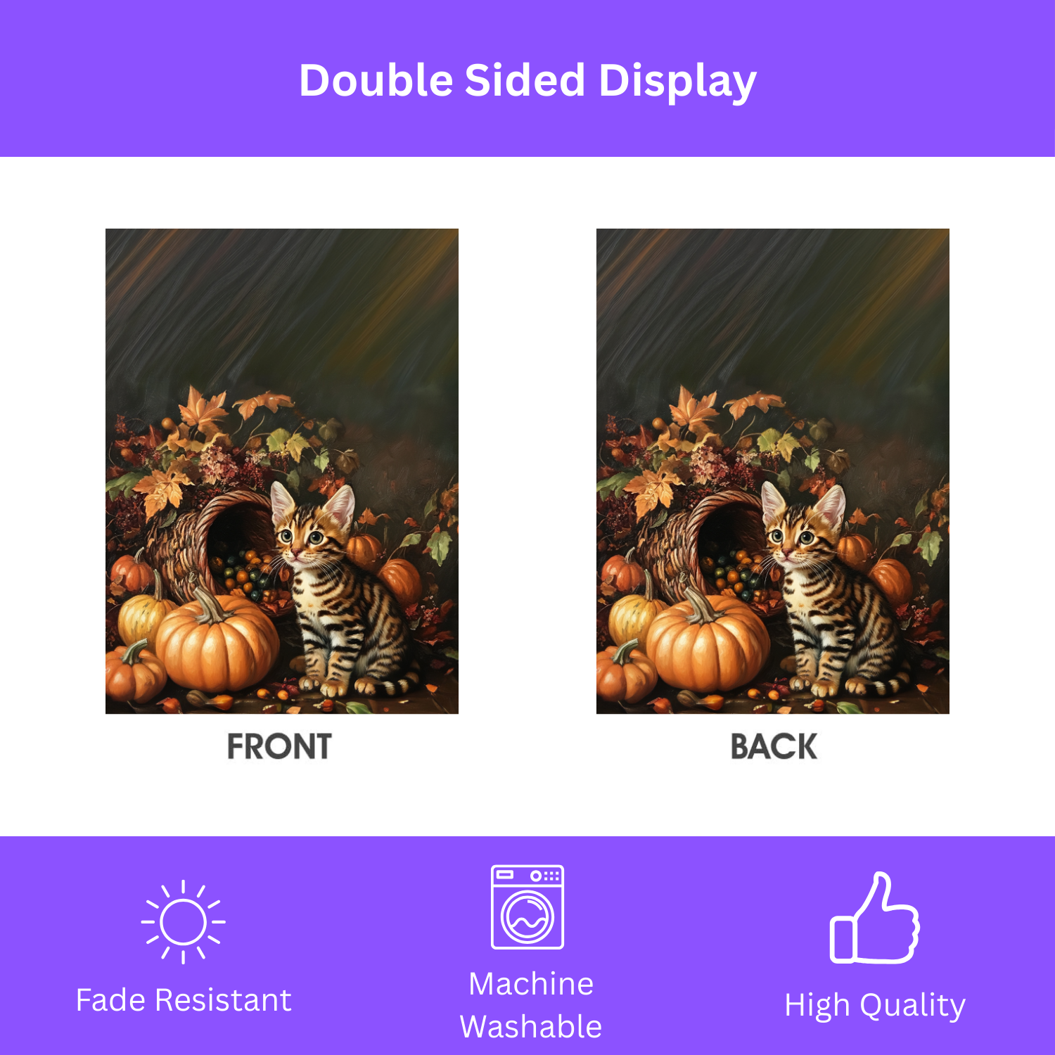 Cornucopia Striped Kitten Garden Flag