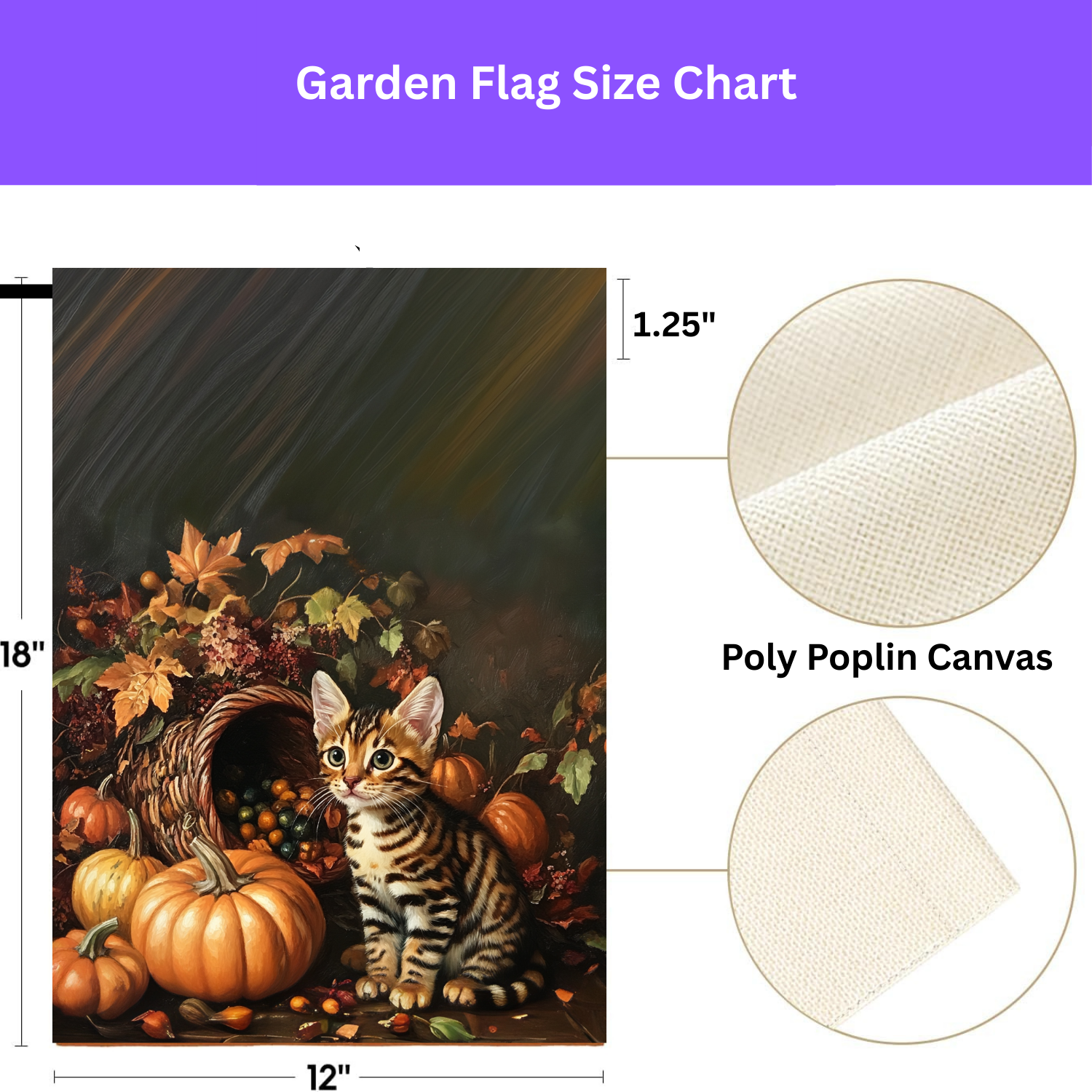 Cornucopia Striped Kitten Garden Flag