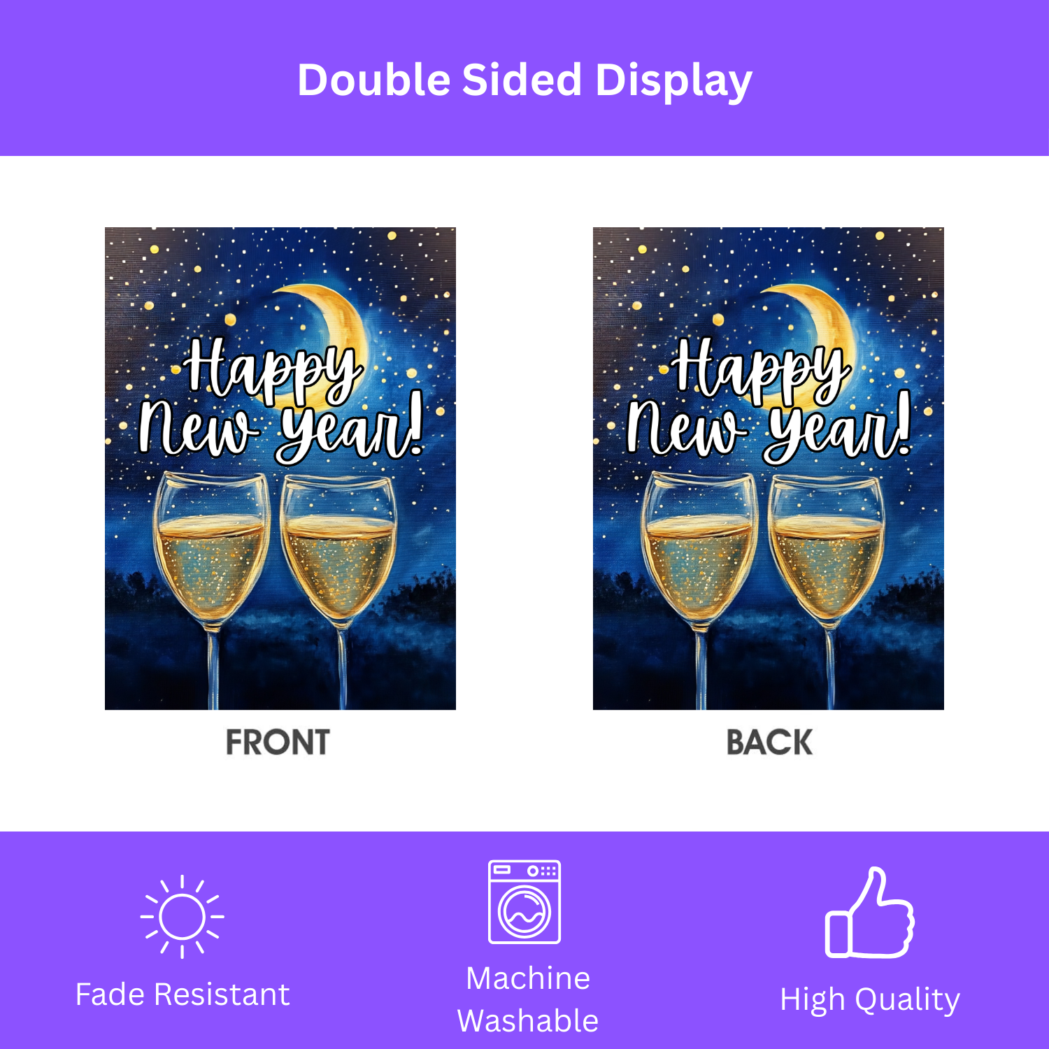 Happy New Year Celebration Garden Flag - yard display - Dragonfire Gardens