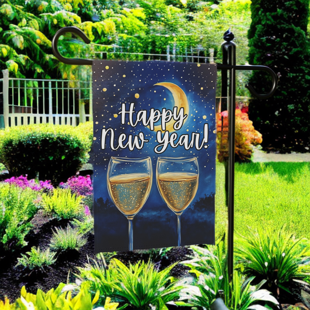 Happy New Year Celebration Garden Flag - porch decor - Dragonfire Gardens