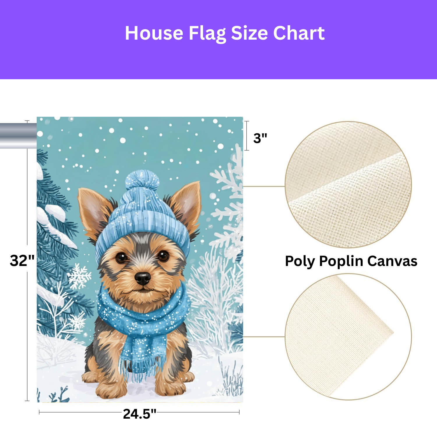 Blue Scarf Yorkie Winter Garden Flag - yard display - Dragonfire Gardens