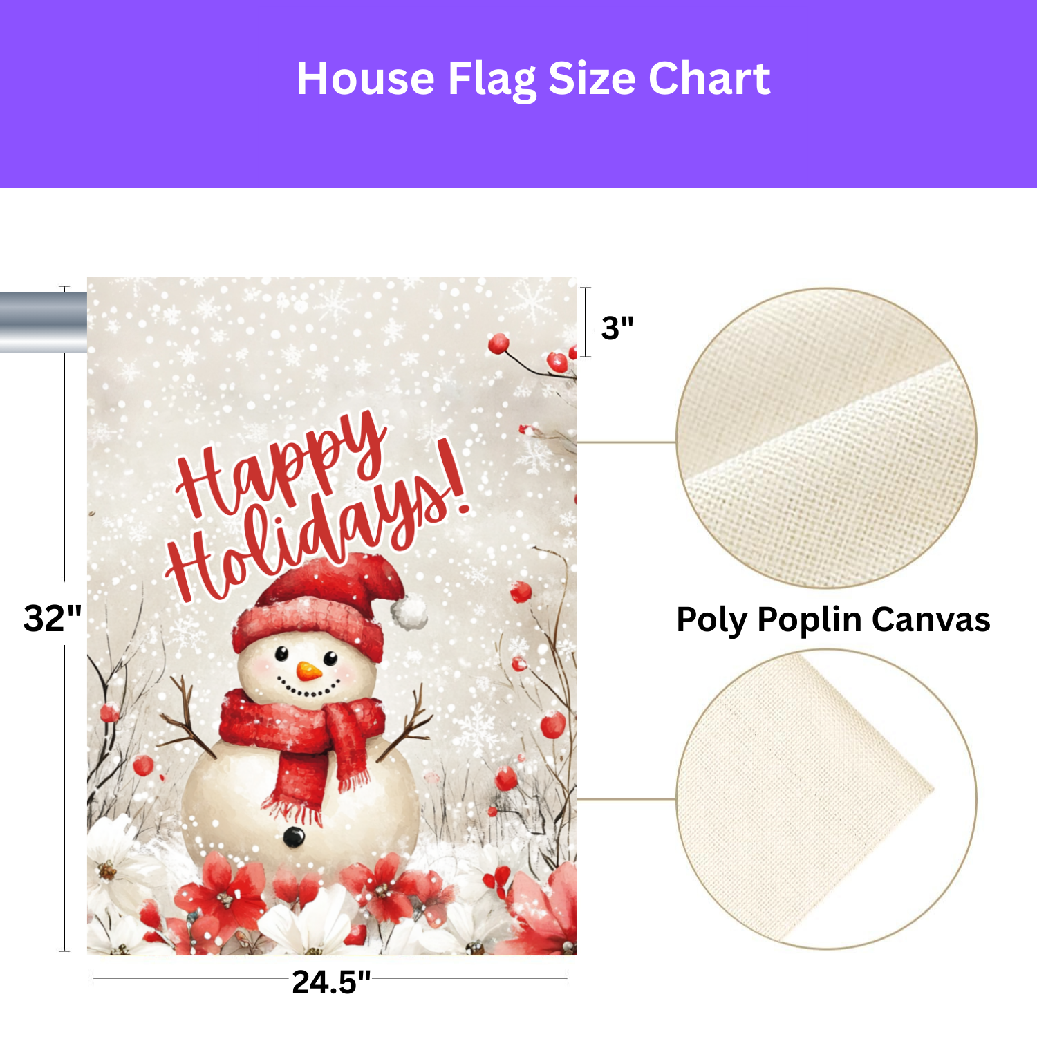 Happy Holidays Snowman Garden Flag - porch decor - Dragonfire Gardens
