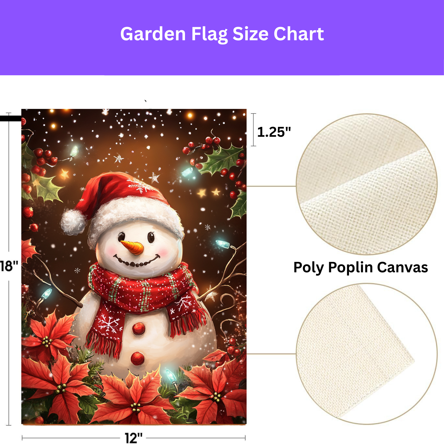 Poinsettia Snowman Garden Flag - yard display - Dragonfire Gardens