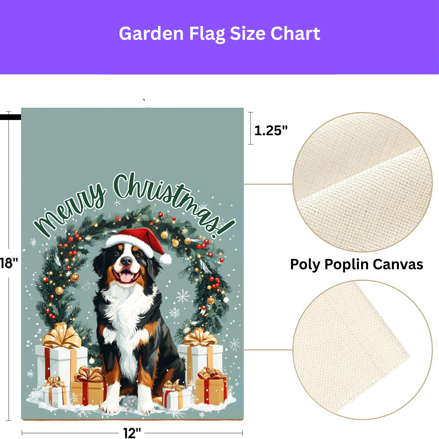 Merry Christmas Burnese Mountain Dog Garden Flag - porch decor - Dragonfire Gardens