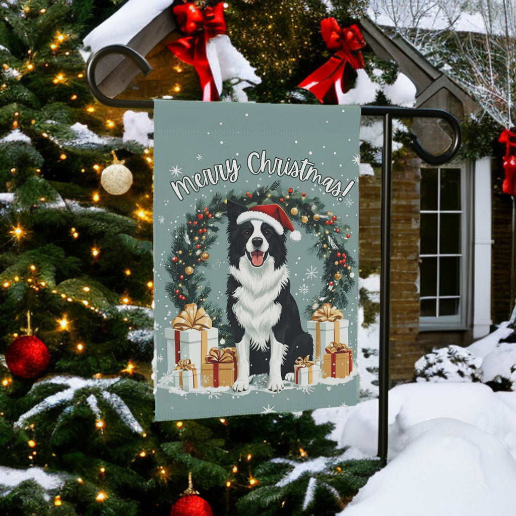 Merry Christmas Burnese Mountain Dog Garden Flag - product detail - Dragonfire Gardens