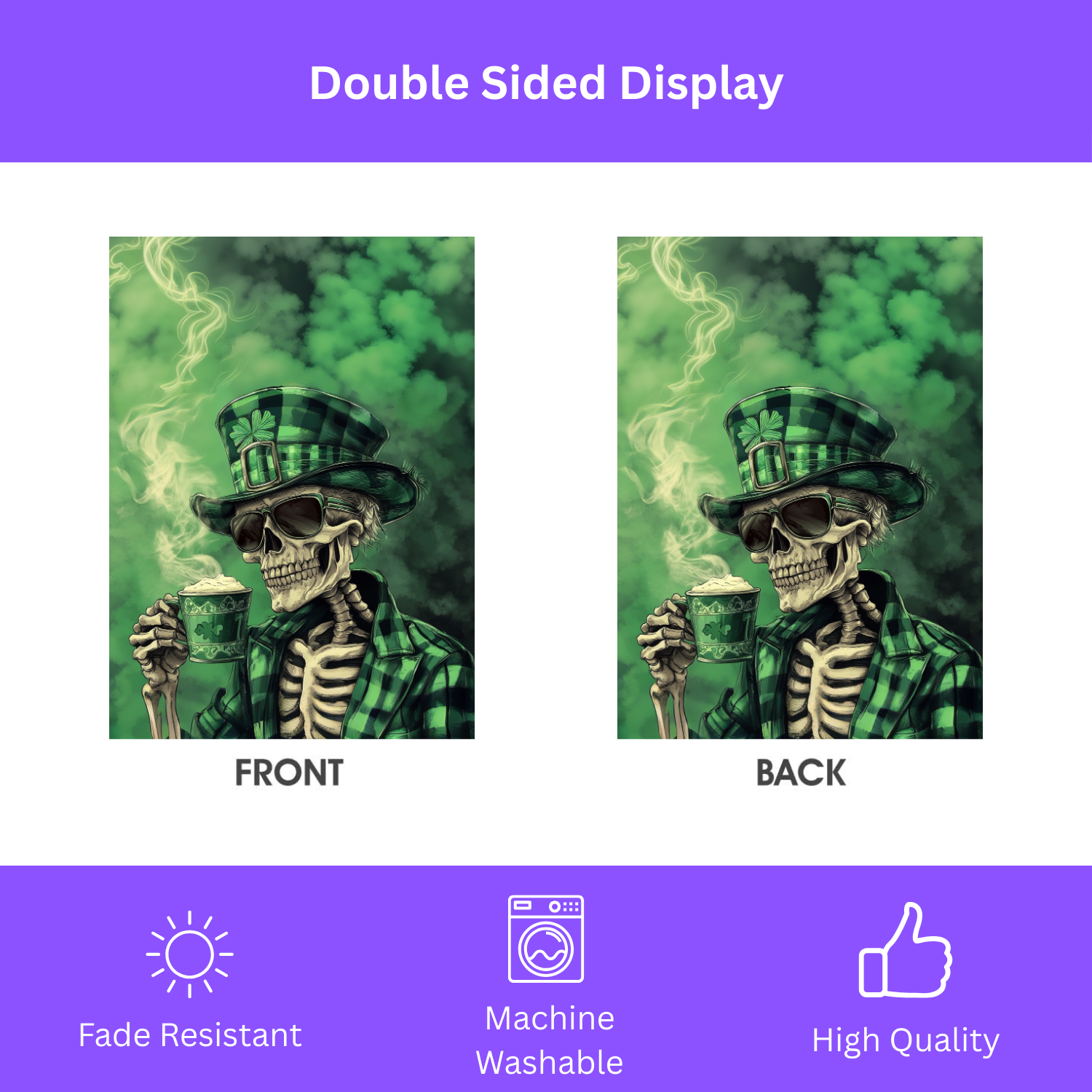 Skeleton St. Patrick's Day Garden Flag