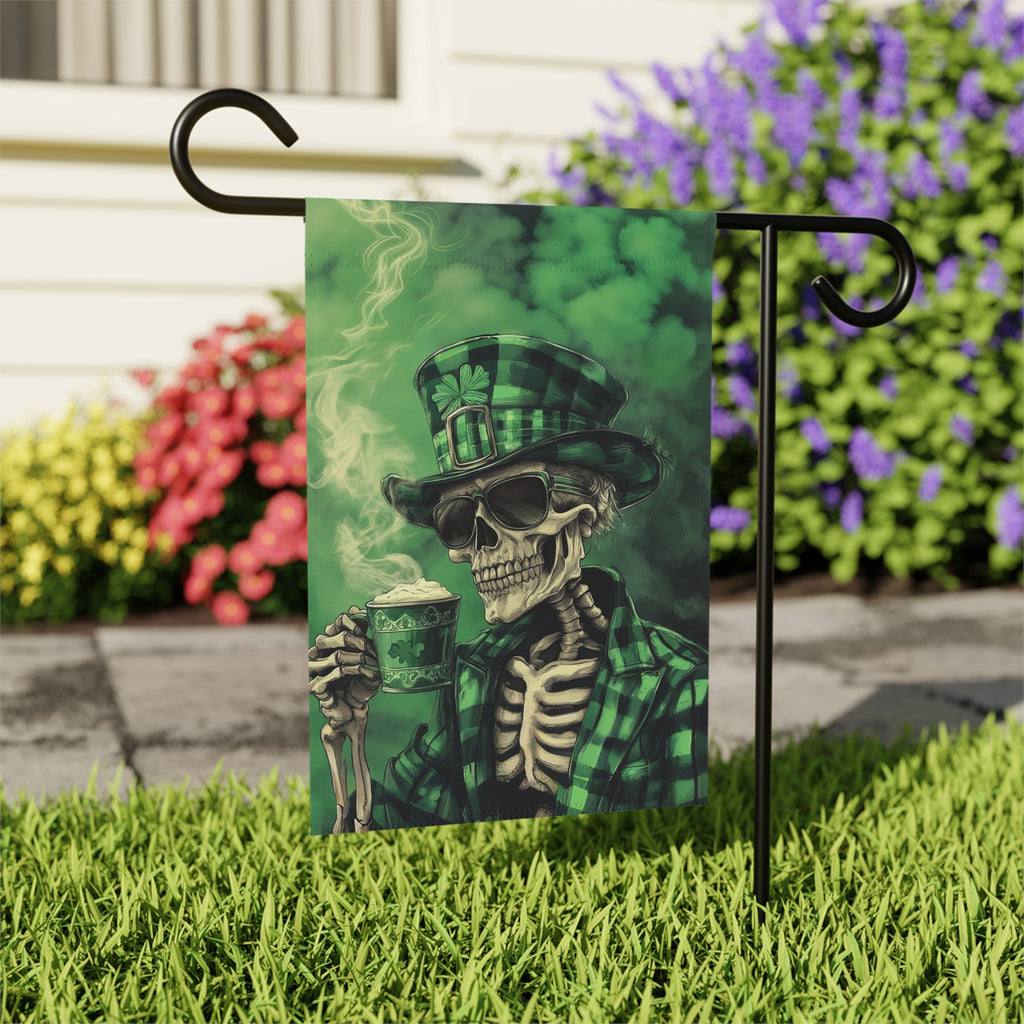 Skeleton St. Patrick's Day Garden Flag