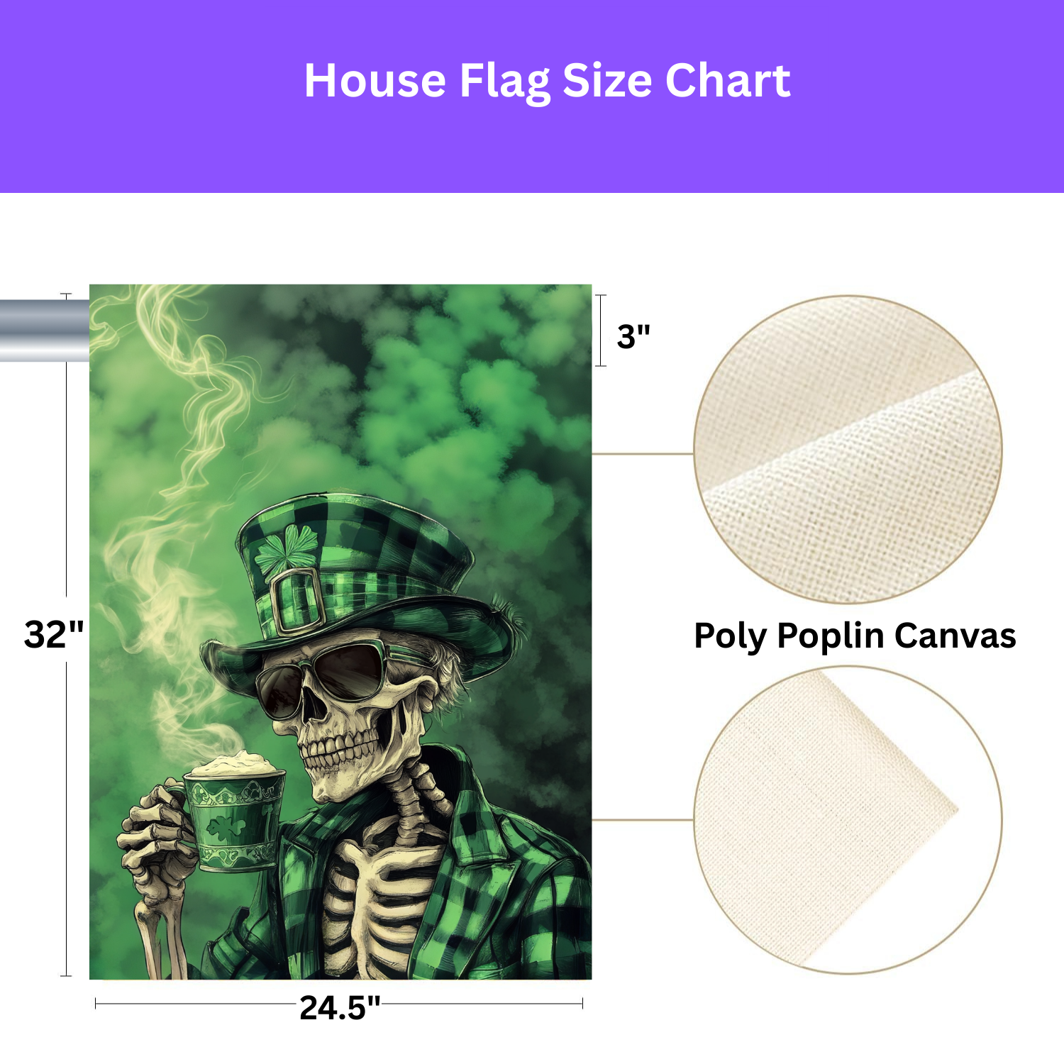 Skeleton St. Patrick's Day Garden Flag