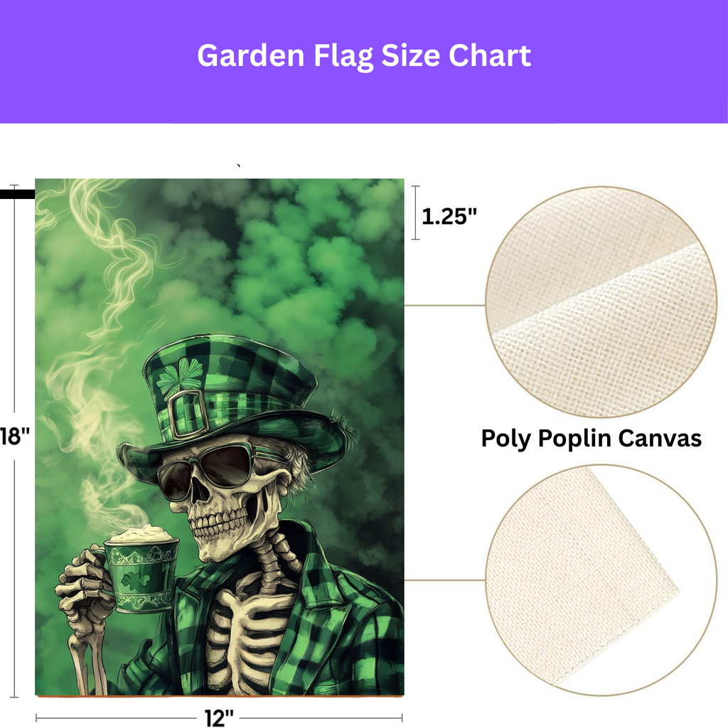Skeleton St. Patrick's Day Garden Flag