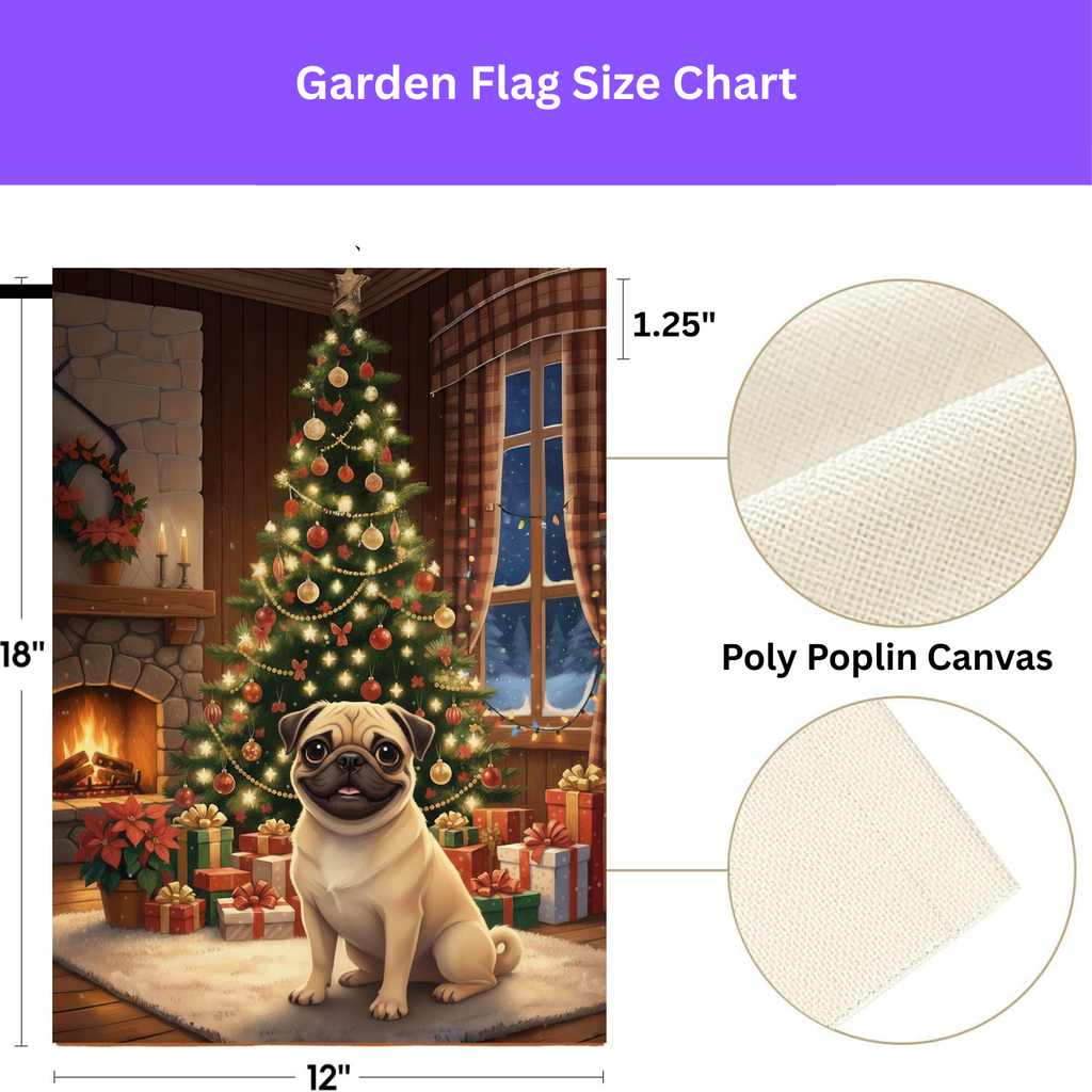 Christmas Tree Pug Garden Flag - yard display - Dragonfire Gardens