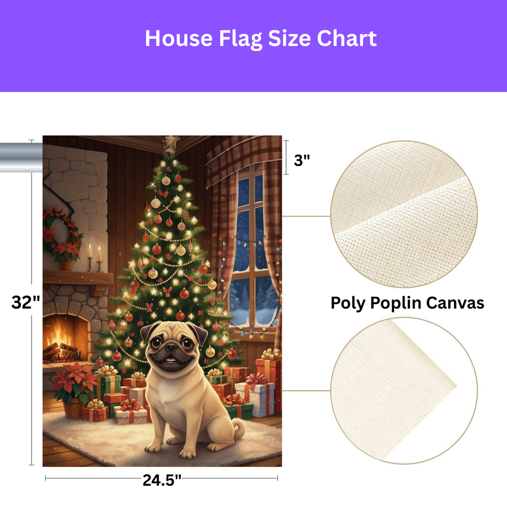 Christmas Tree Pug Garden Flag - porch decor - Dragonfire Gardens