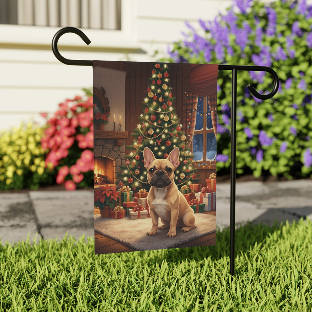 Christmas Tree French Bulldog Garden Flag - outdoor display - Dragonfire Gardens