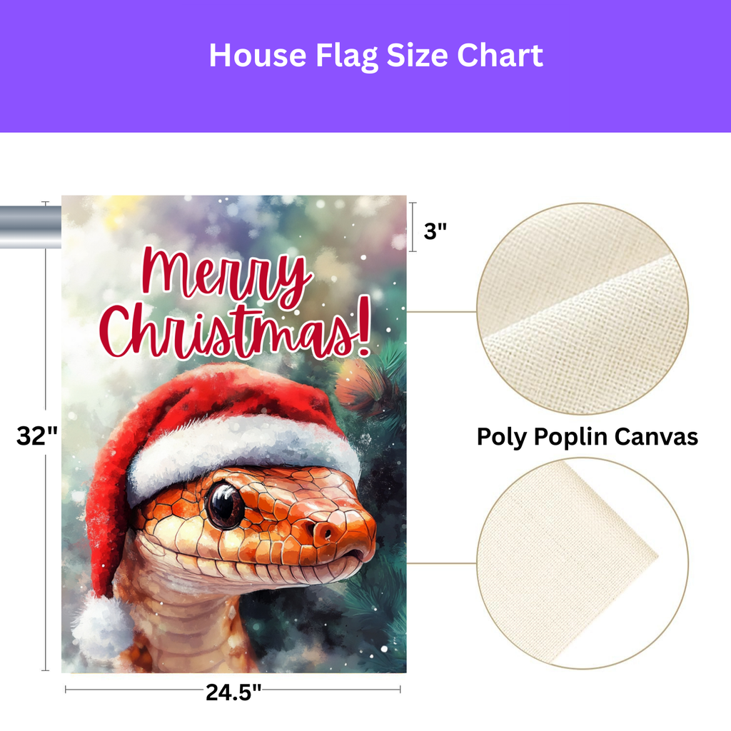 Merry Christmas Snake Garden Flag - yard display - Dragonfire Gardens