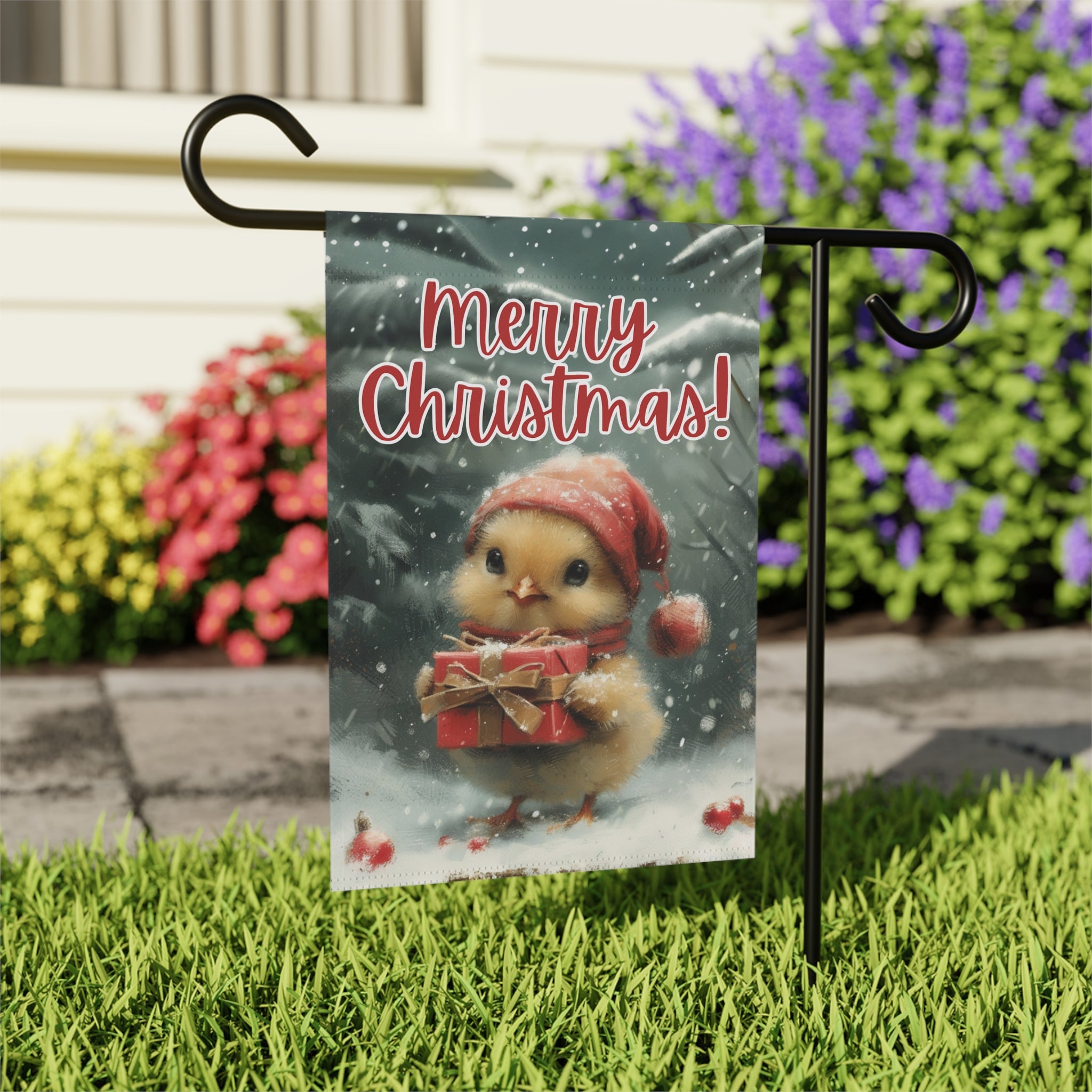 Christmas Chick Garden Flag