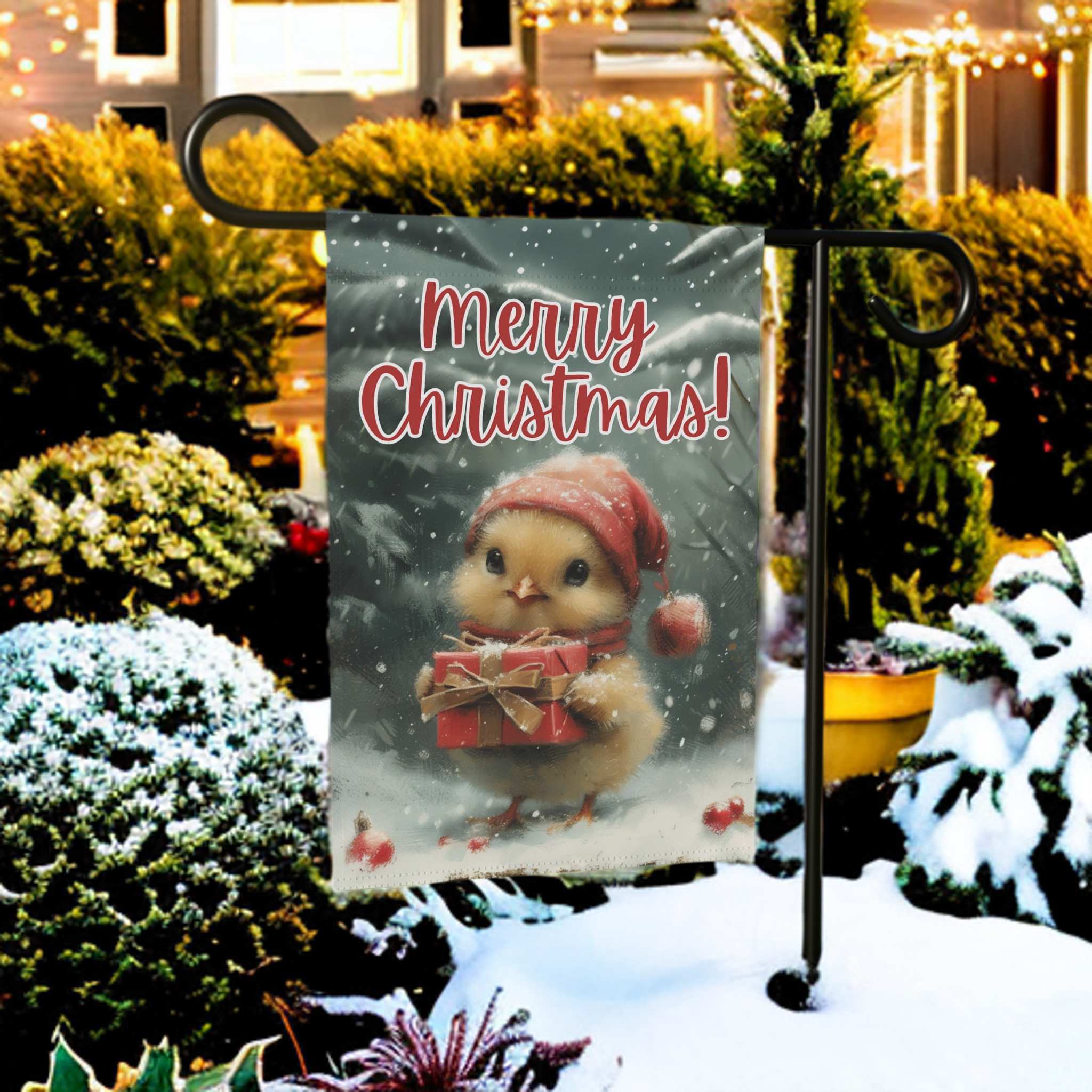 Christmas Chick Garden Flag