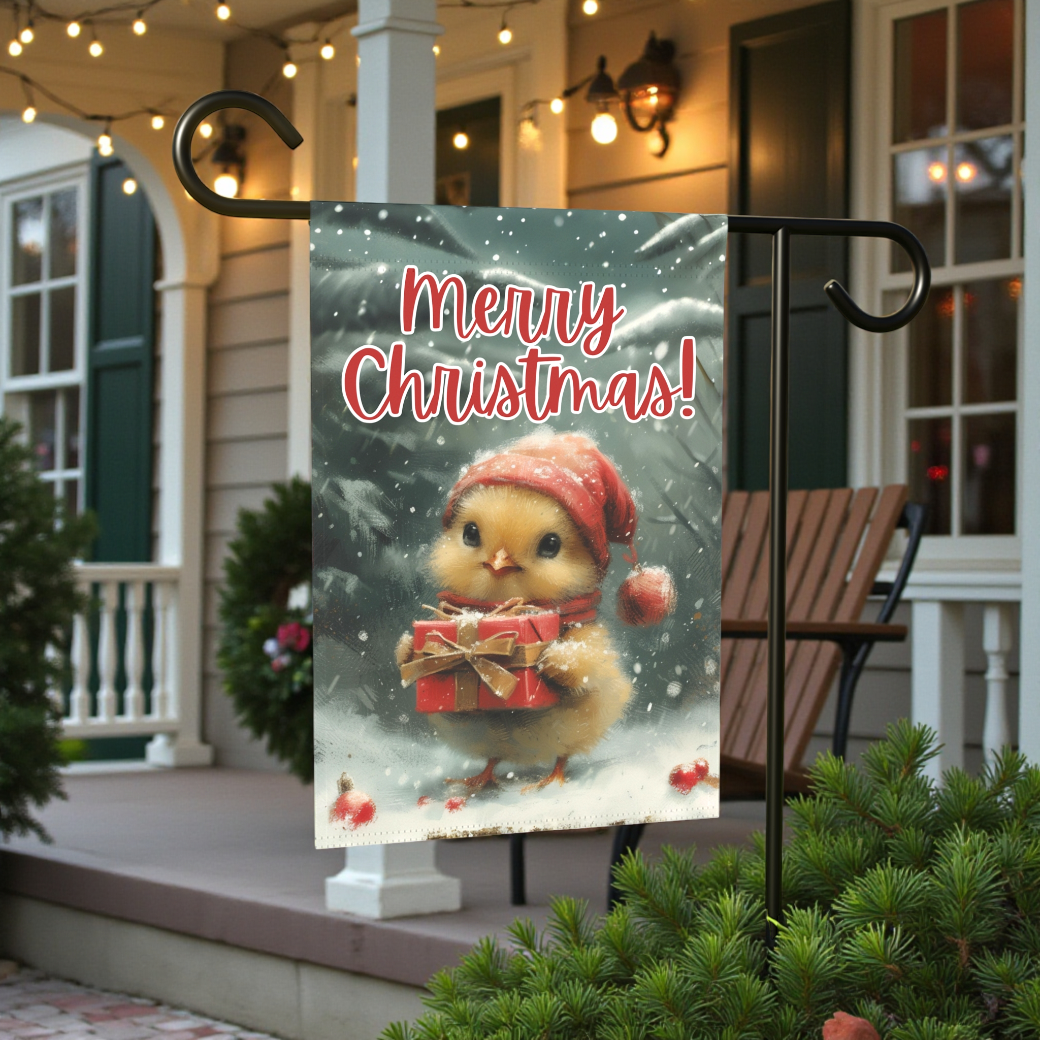 Christmas Chick Garden Flag