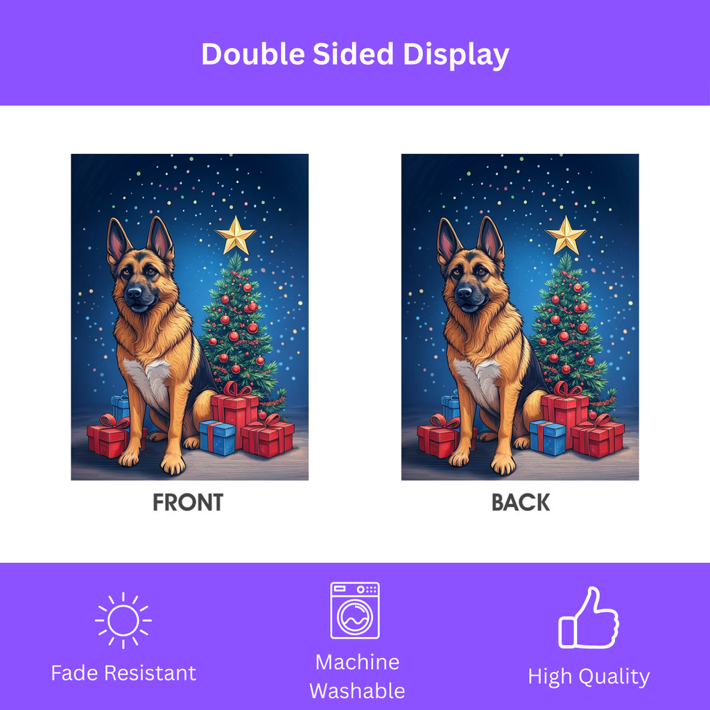 Christmas German Shepherd Garden Flag - double-sided design - Dragonfire Gardens
