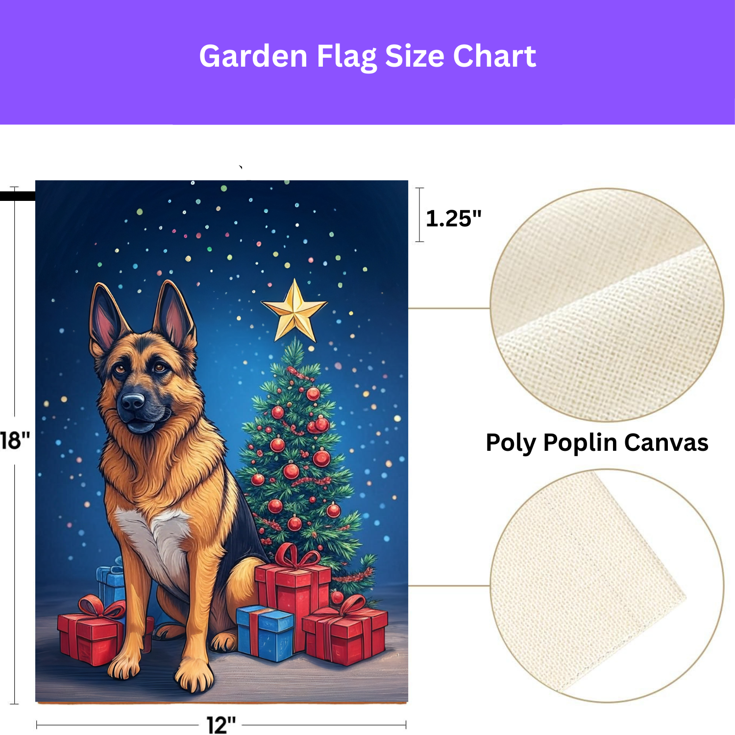 Christmas German Shepherd Garden Flag - porch decor - Dragonfire Gardens