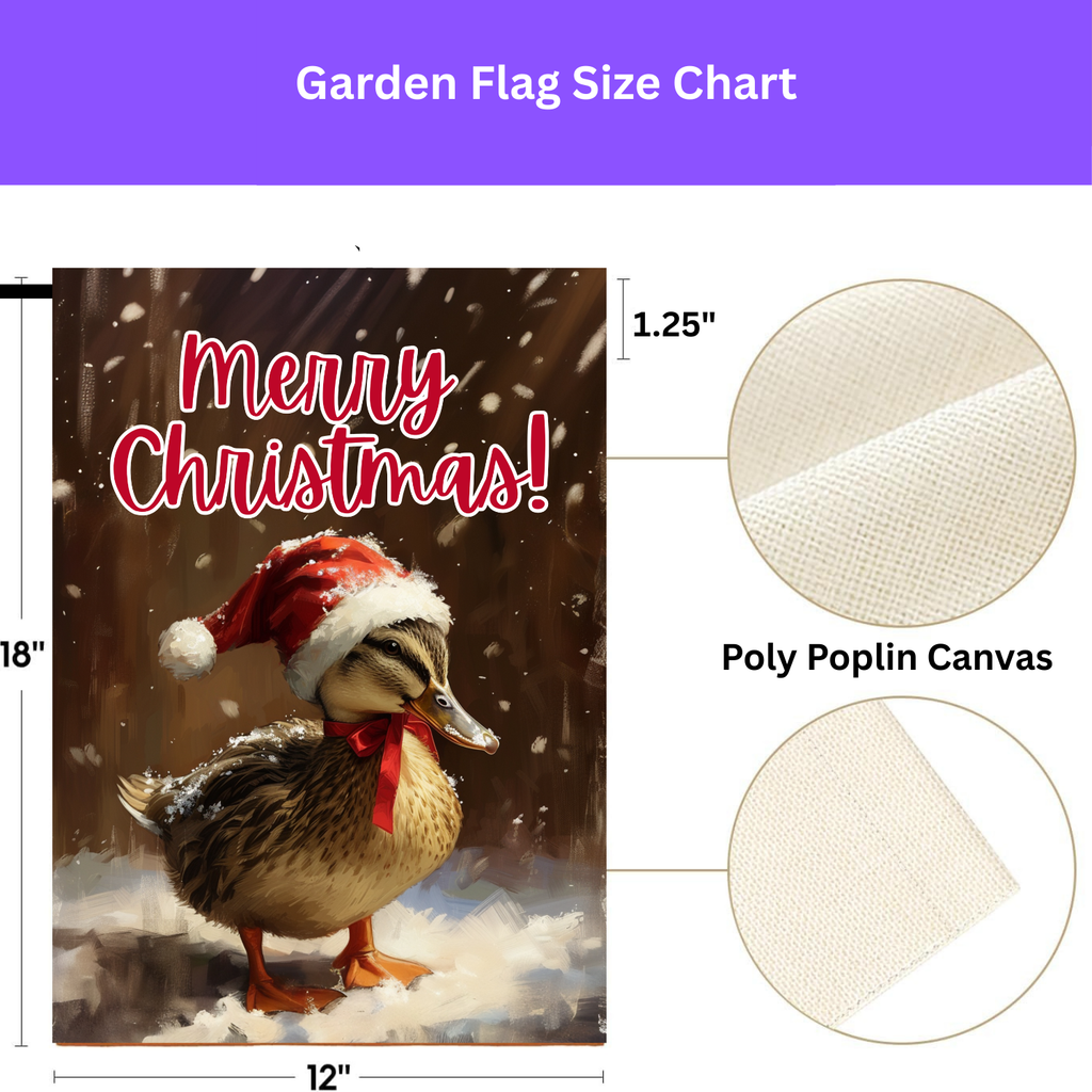 Merry Christmas Duckling Garden Flag - double-sided design - Dragonfire Gardens