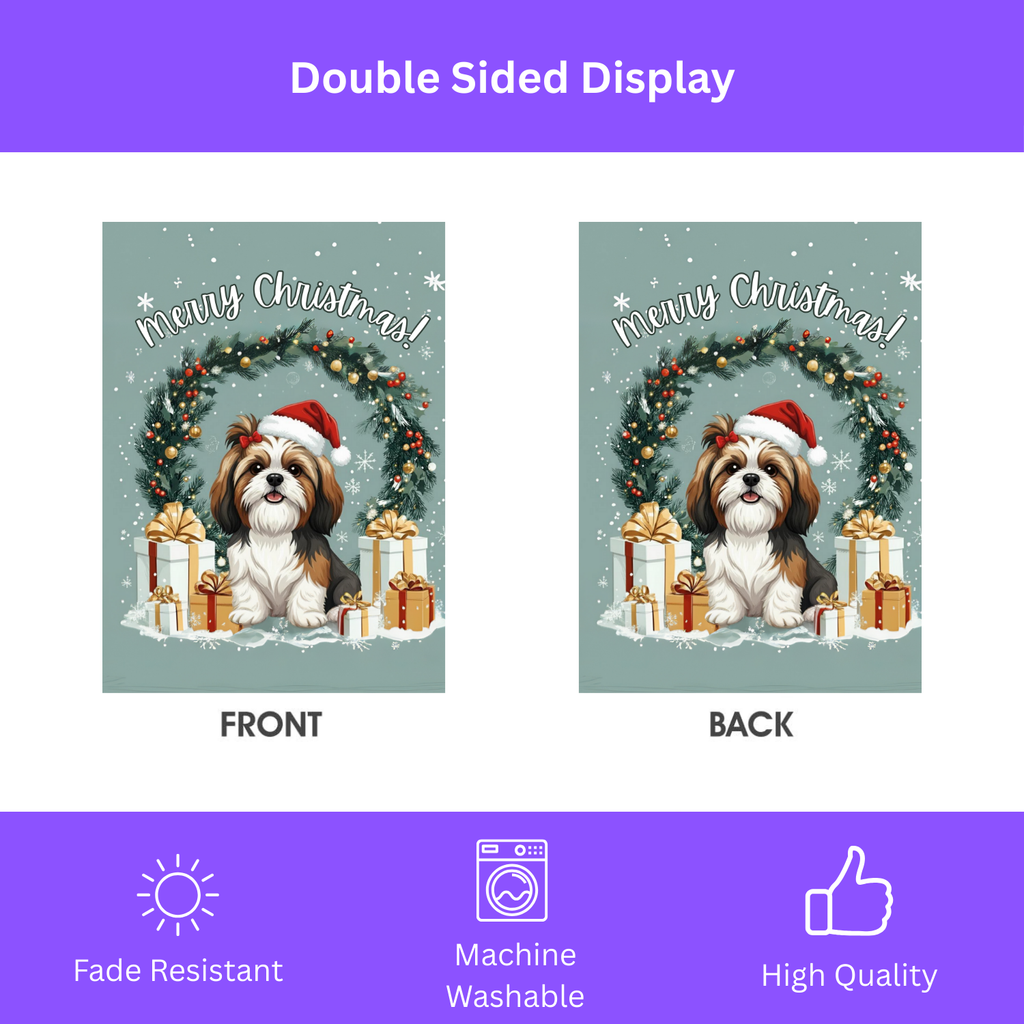 Merry Christmas Shih Tzu Garden Flag