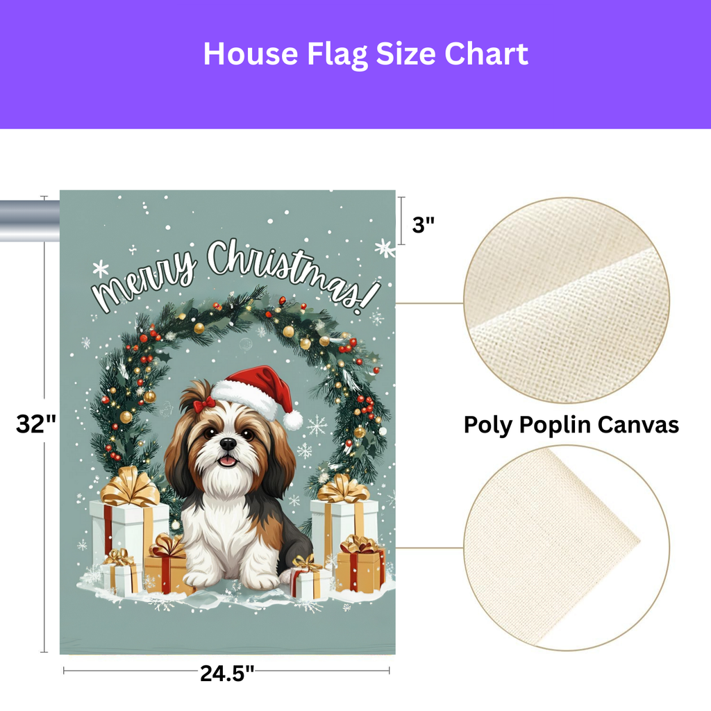 Merry Christmas Shih Tzu Garden Flag
