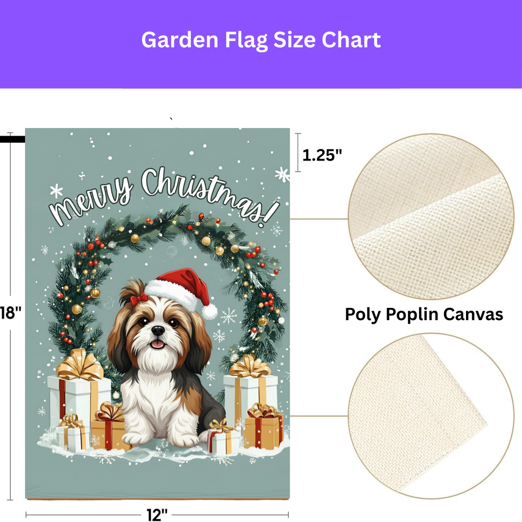 Merry Christmas Shih Tzu Garden Flag