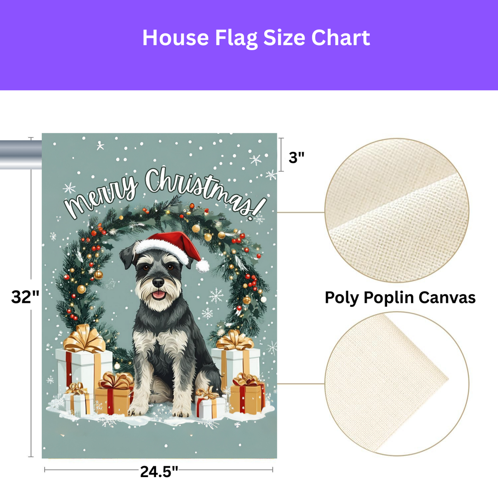 Merry Christmas Schnauzer Garden Flag - yard display - Dragonfire Gardens